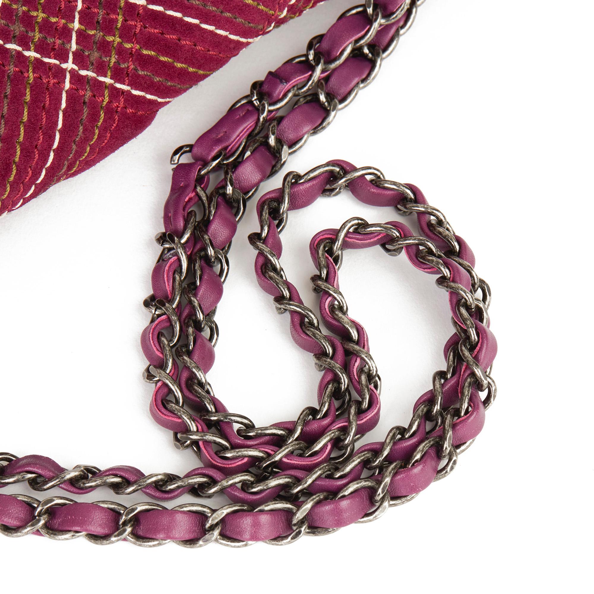2014 Chanel Purple Heavy-Stitch Quilted Velvet Classic Single Flap Bag 3
