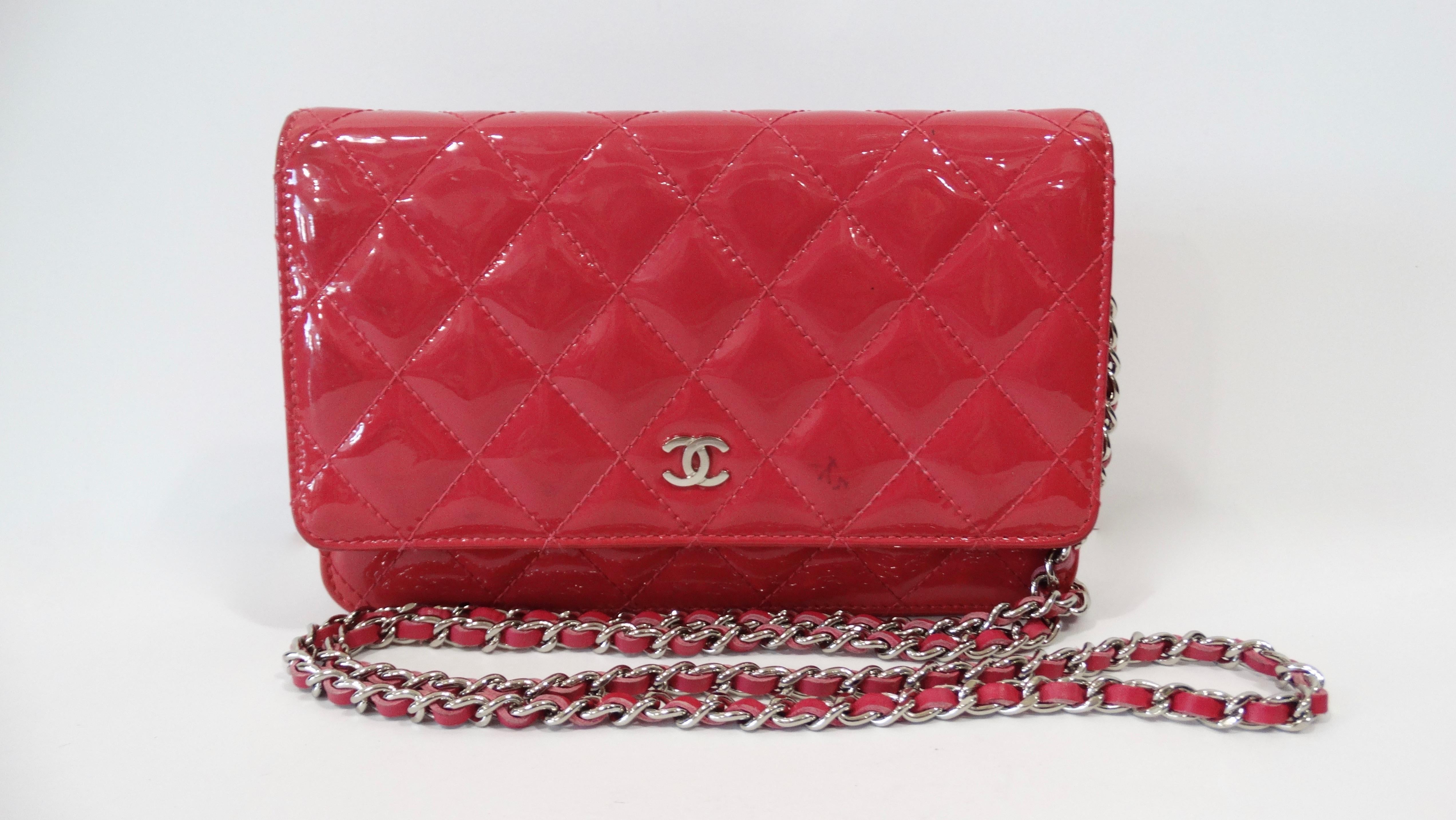 Chanel 2014 Quilted Patent Leather Wallet Crossbody Bag  7
