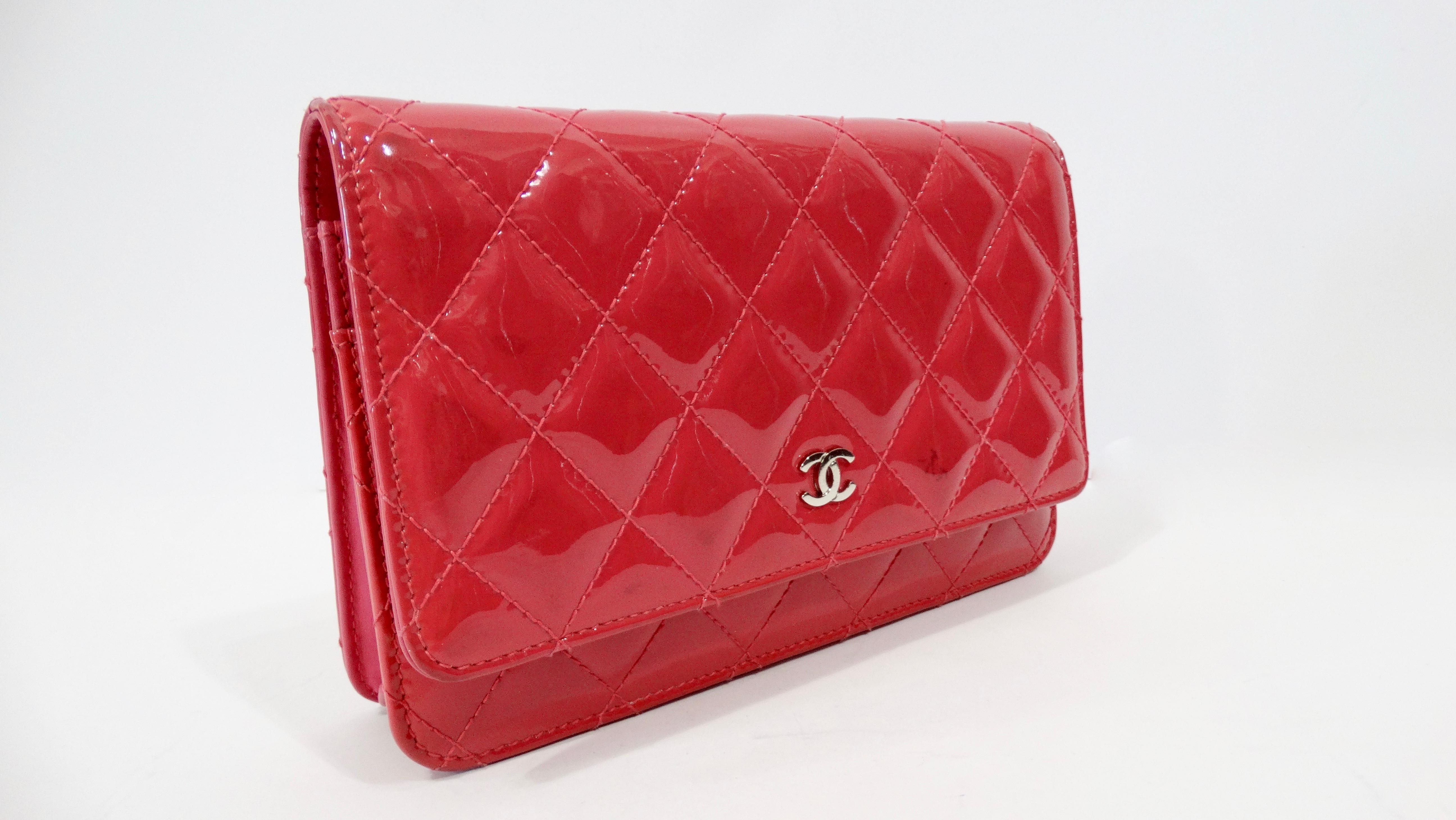 Chanel 2014 Quilted Patent Leather Wallet Crossbody Bag  2