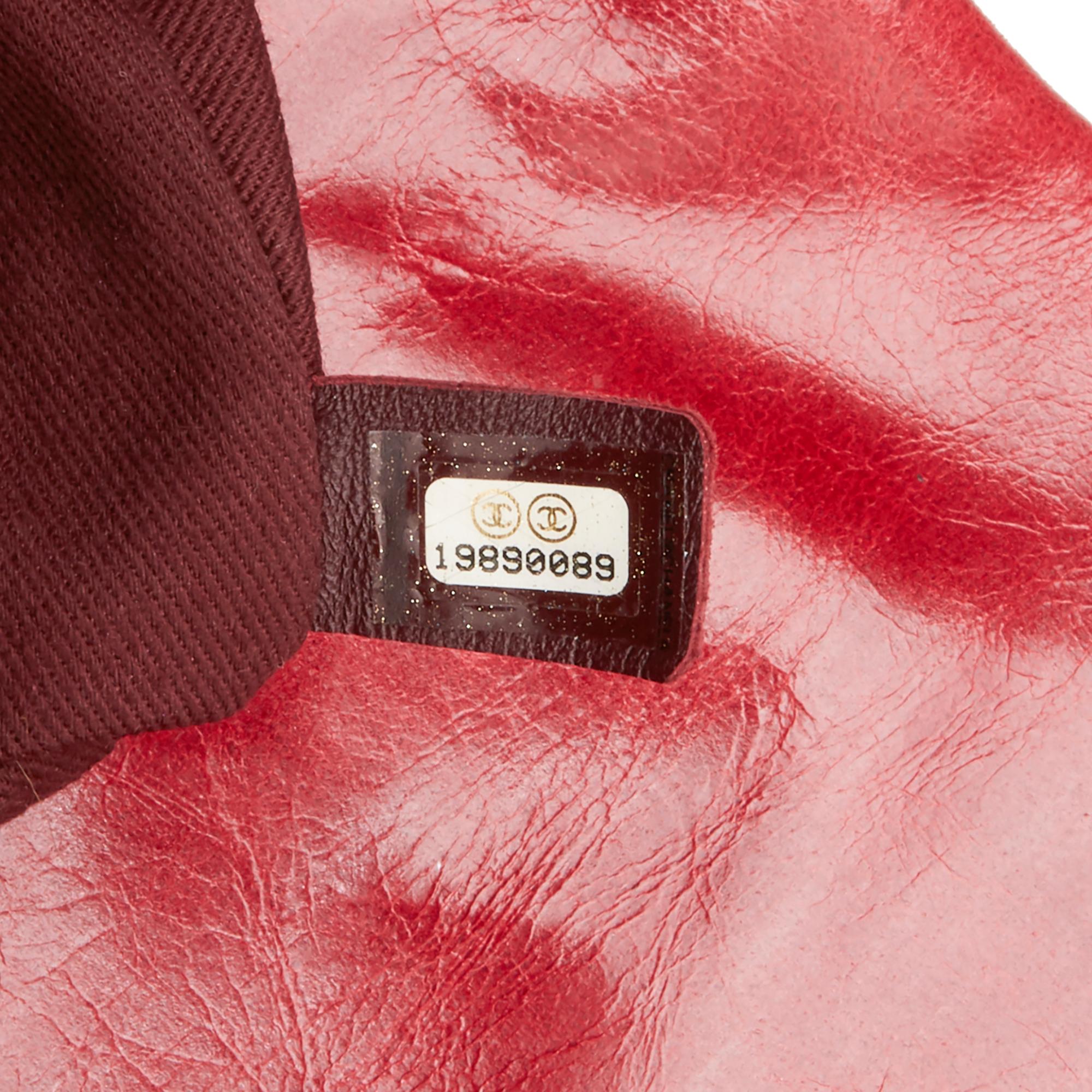 2014 Chanel Red Quilted Glazed Calfskin Leather Medium Castle Rock Flap Bag 2