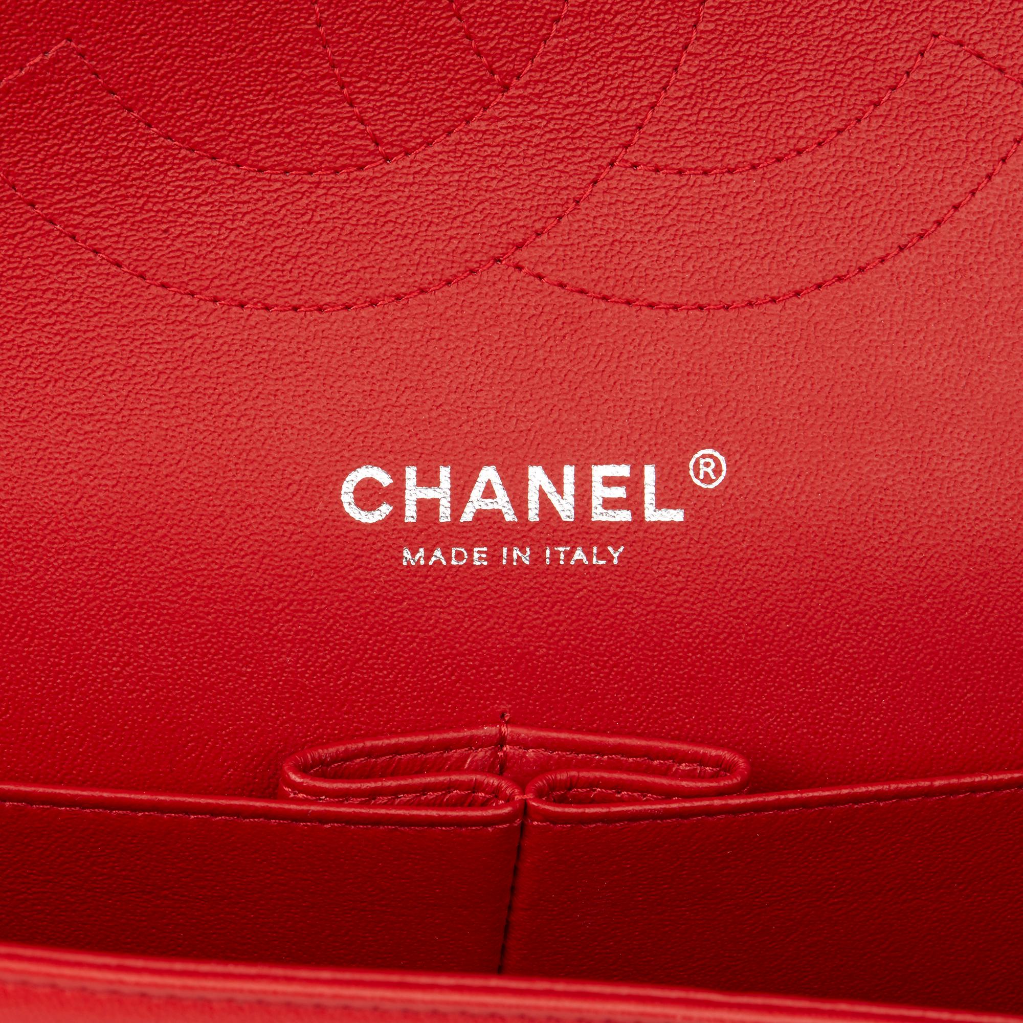 2014 Chanel Red Quilted Lambskin Jumbo Classic Double Flap Bag 5