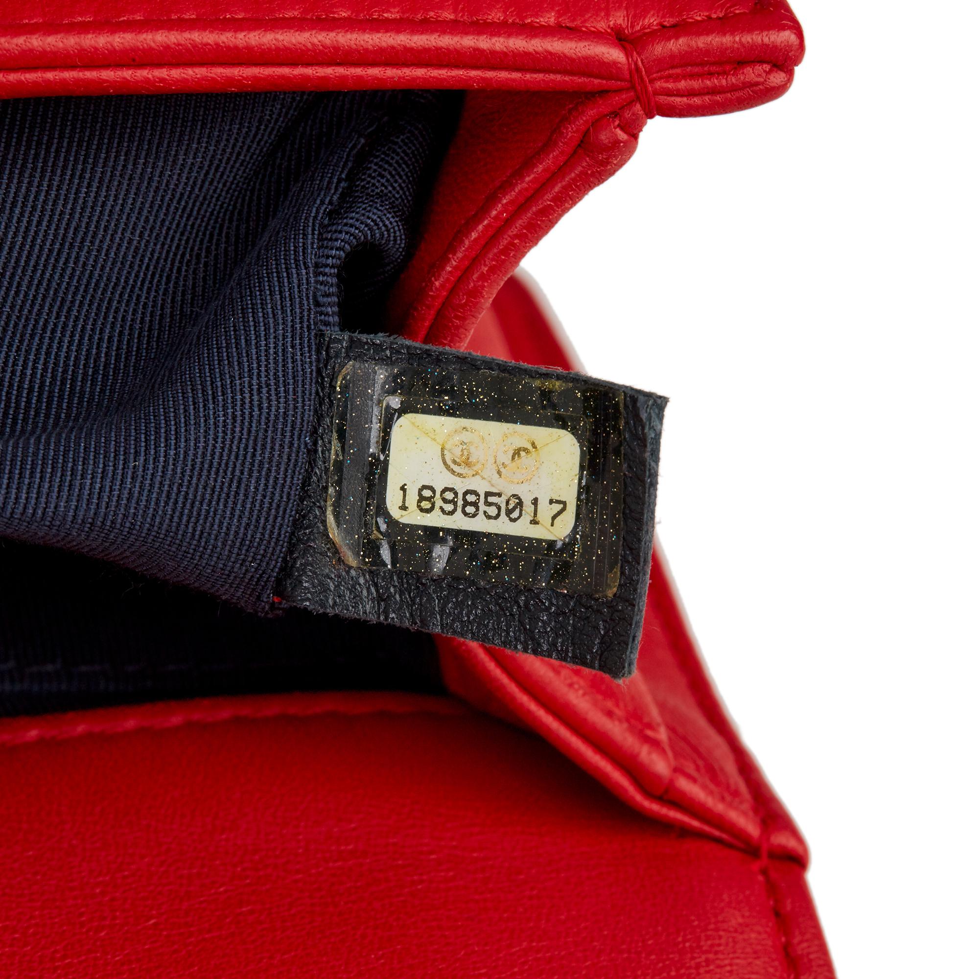 2014 Chanel Red & White Lambskin Cube Small Le Boy 2