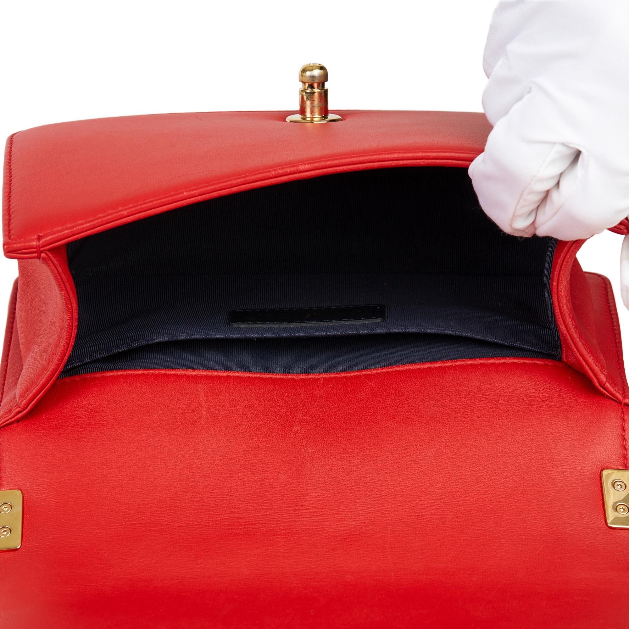 2014 Chanel Red & White Lambskin Cube Small Le Boy 3