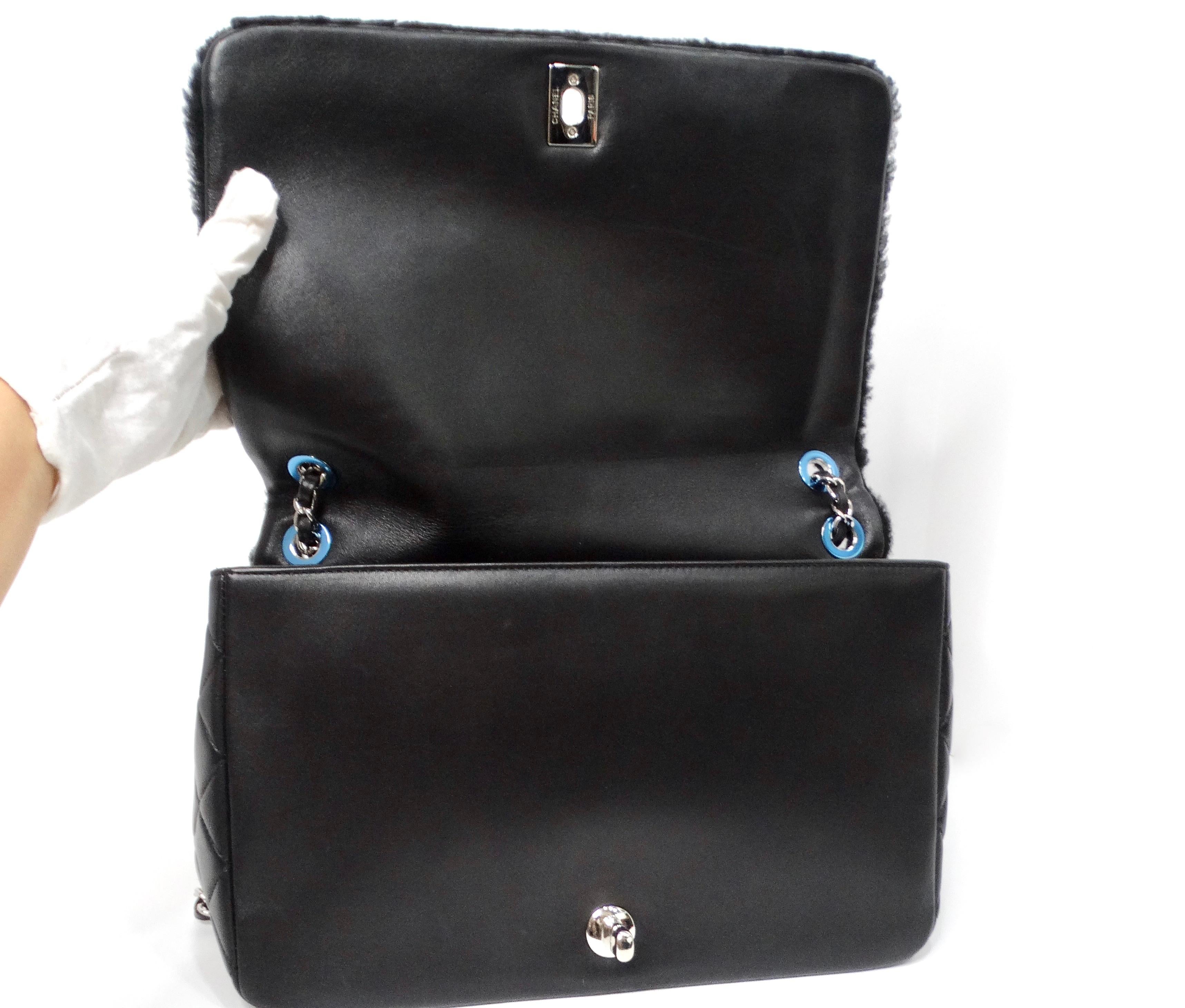 2014 Chanel Runway No. 5 Comic Shearling Lambskin Shoulder Flap Bag For Sale 5