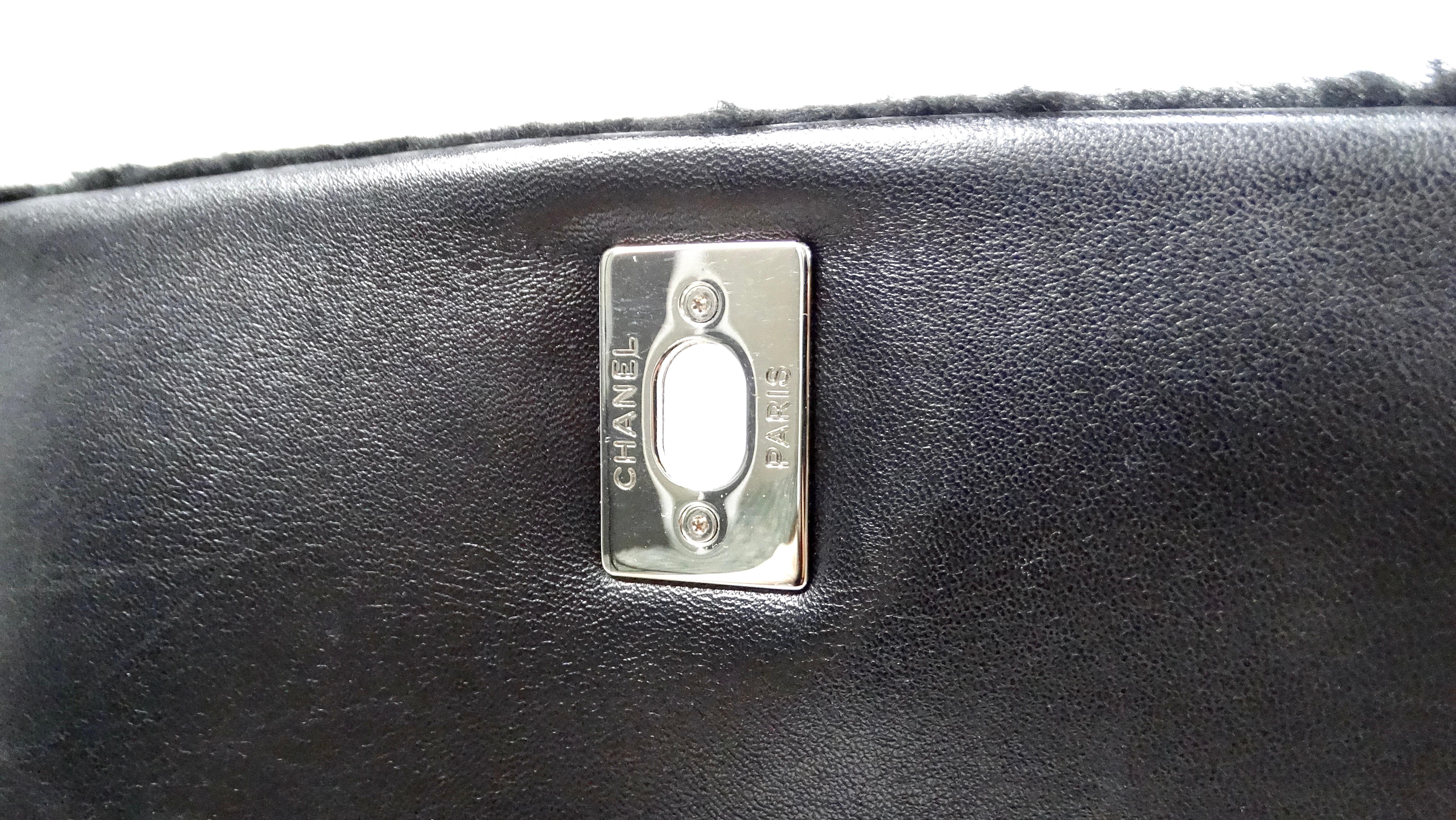 2014 Chanel Runway No. 5 Comic Shearling Lambskin Shoulder Flap Bag For Sale 6