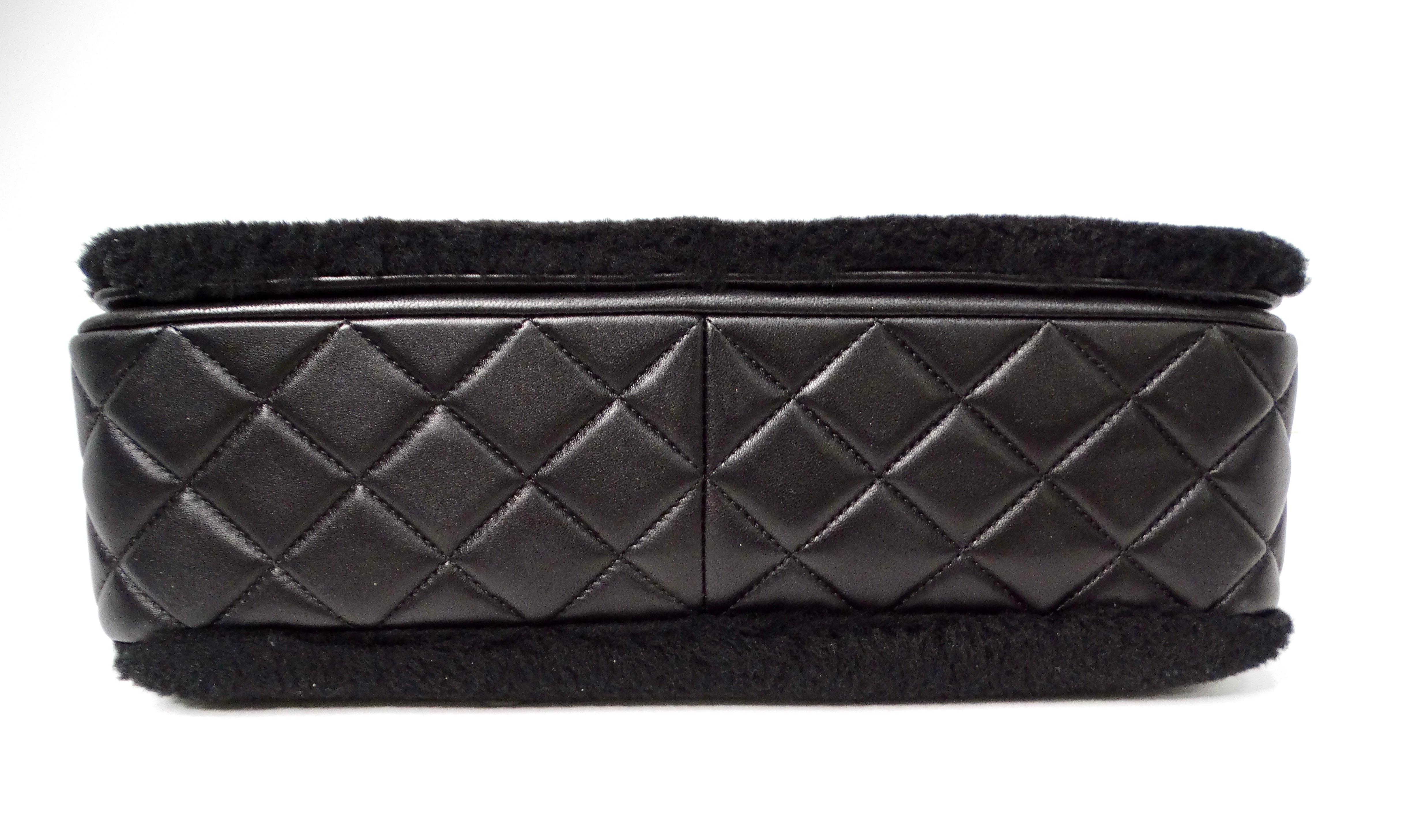 2014 Chanel Runway No. 5 Comic Shearling Lambskin Shoulder Flap Bag For Sale 4