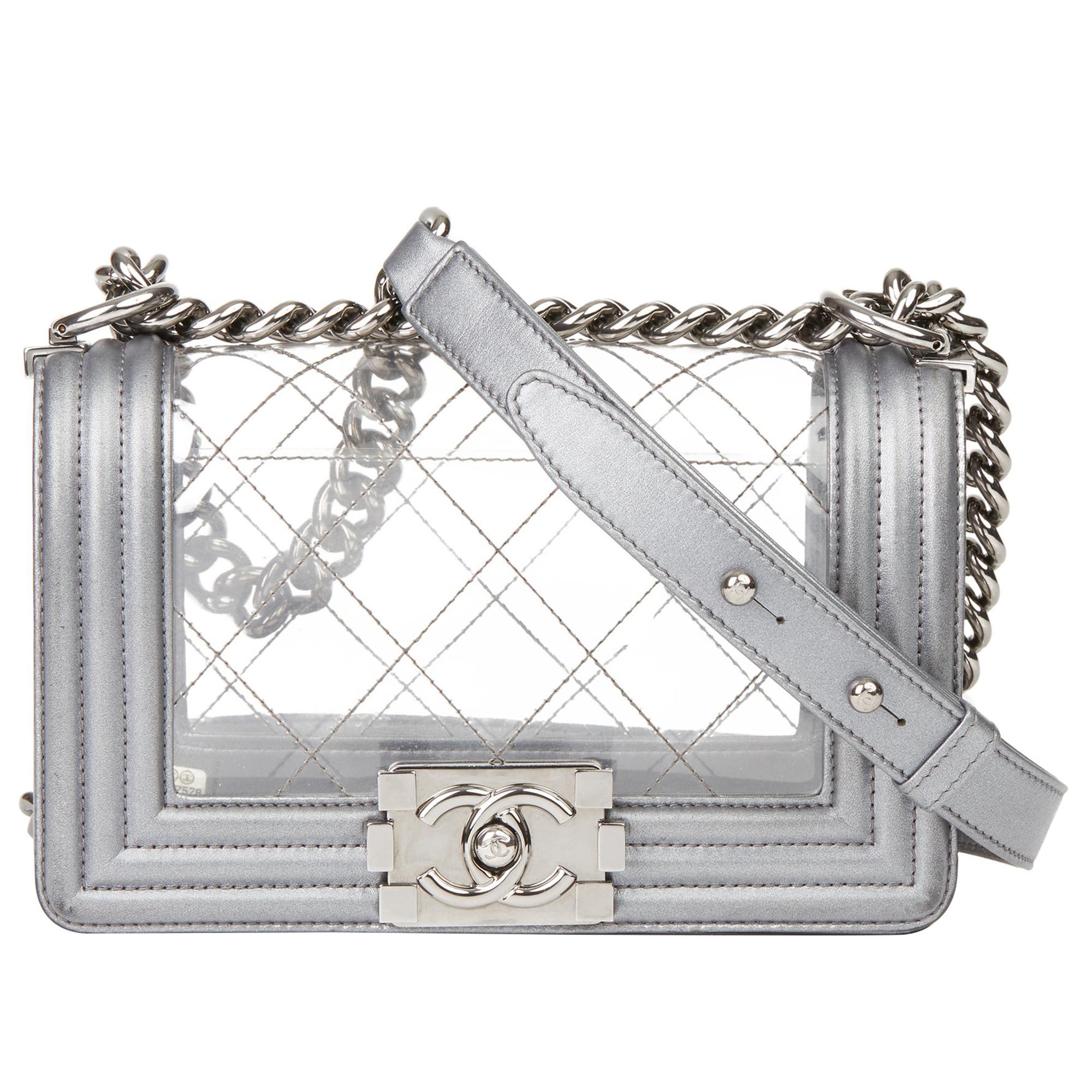 2014 Chanel Silver Metallic Leather & Transparent PVC Naked Small  Le Boy
