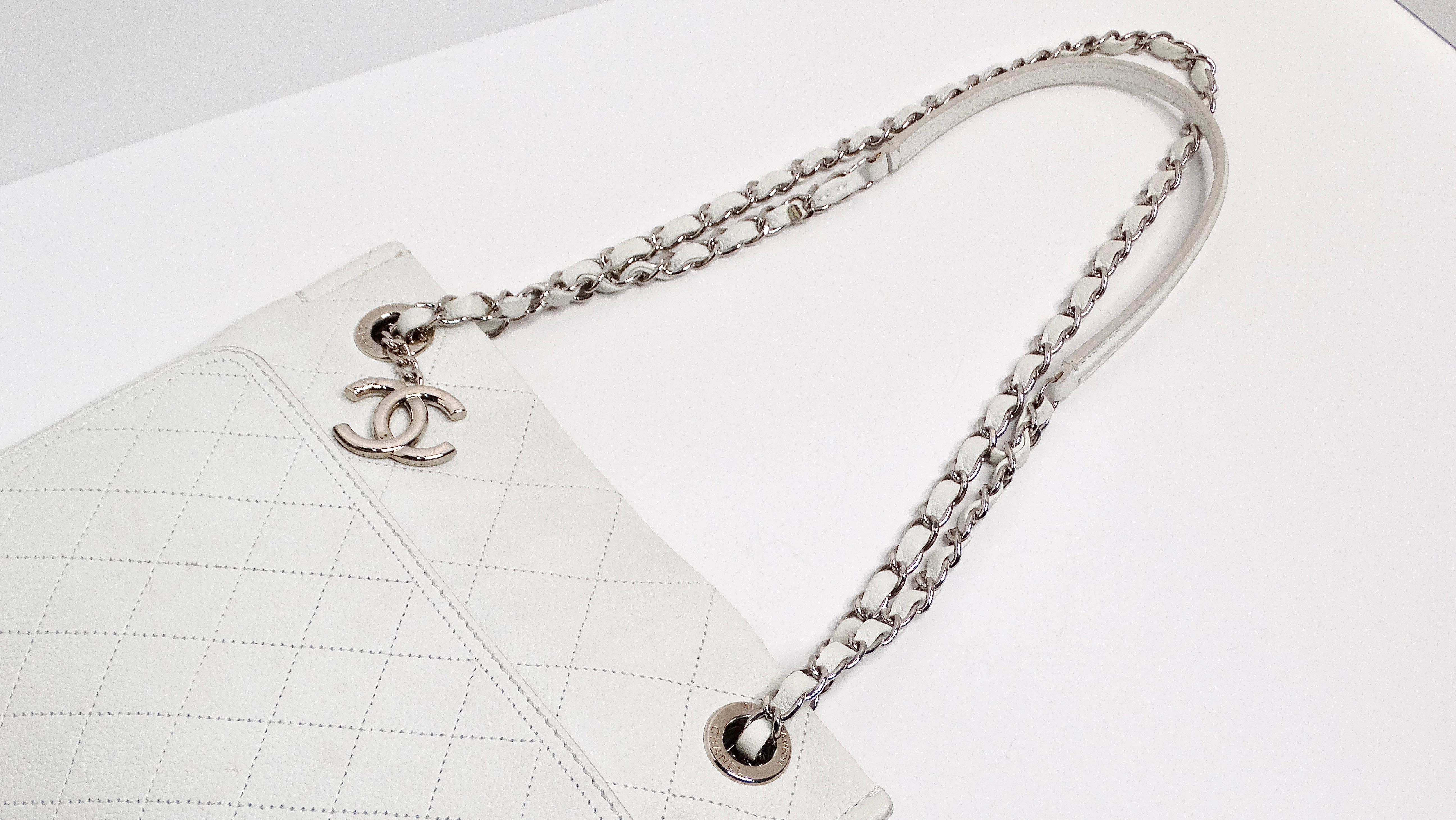 Women's 2014 Chanel Small White CC Pocket Tote For Sale