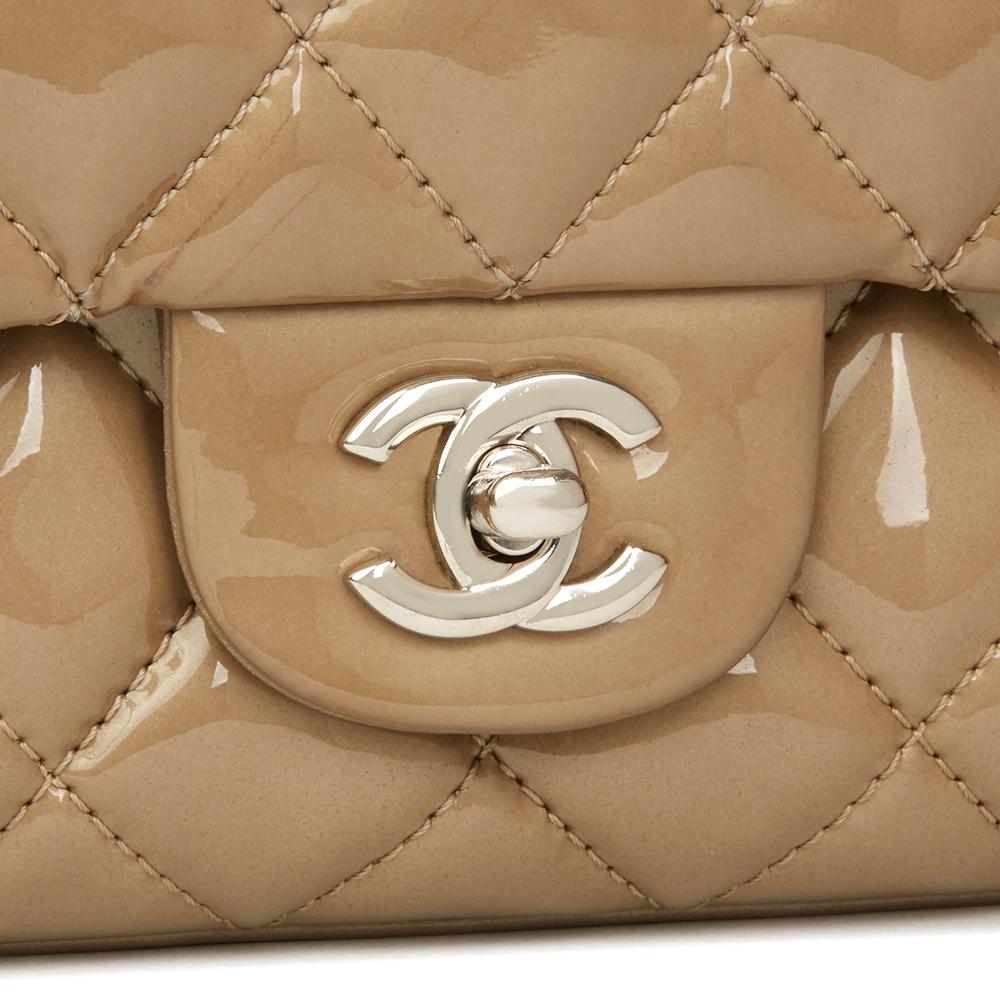 Brown 2014 Chanel Taupe Quilted Patent & Lambskin Leather Accordion Single Flap Bag