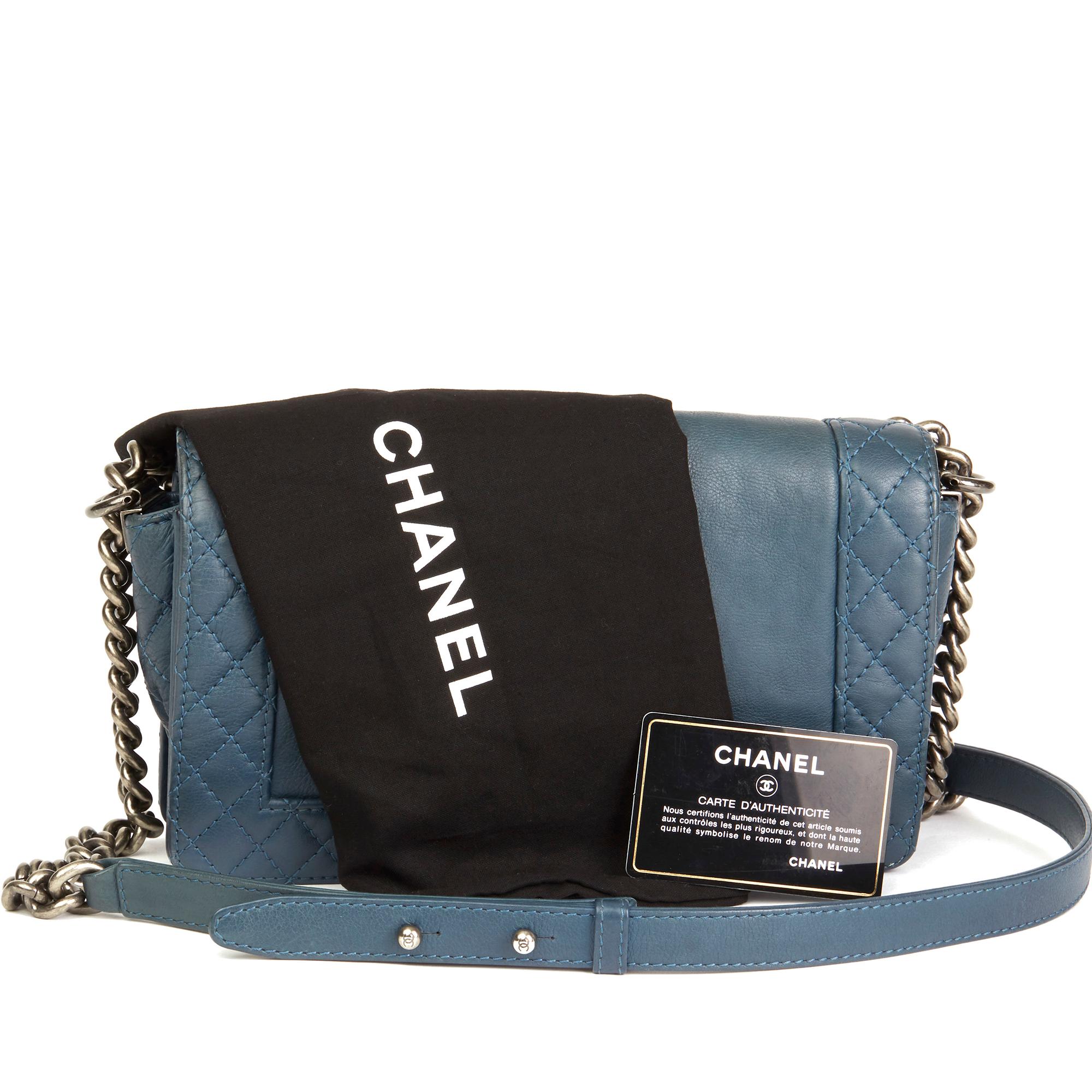 2014 Chanel Teal Quilted Calfskin Leather Medium Le Boy Reverso 6