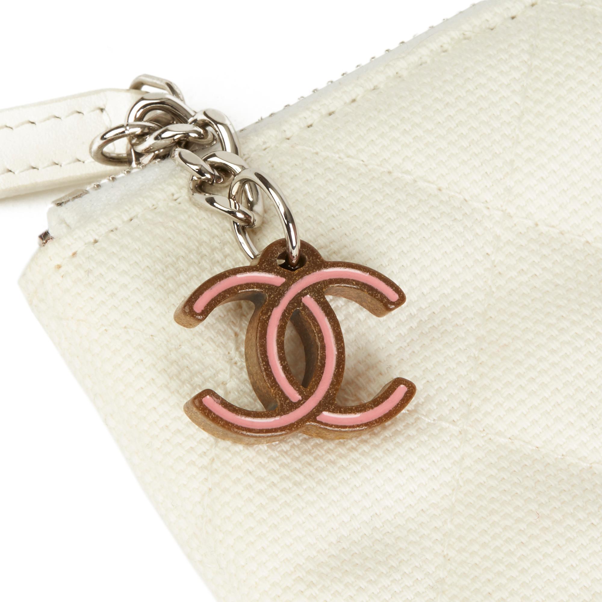 2014 Chanel White Quilted Canvas 'Coco Cuba' Large Cosmetic Case 2