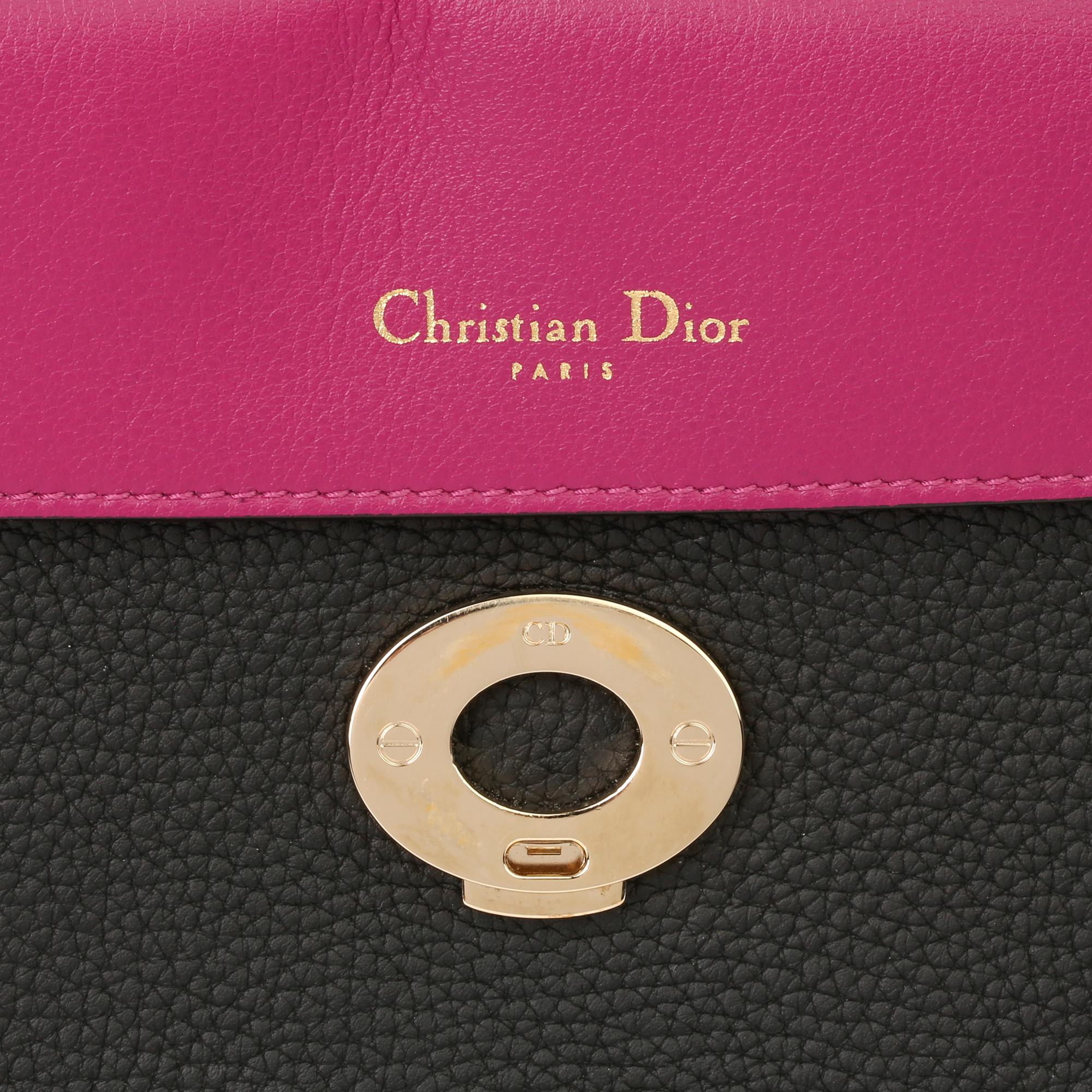 2014 Christian Dior Black Grained Calfskin Leather Be Dior with Wallet-on-Chain 6