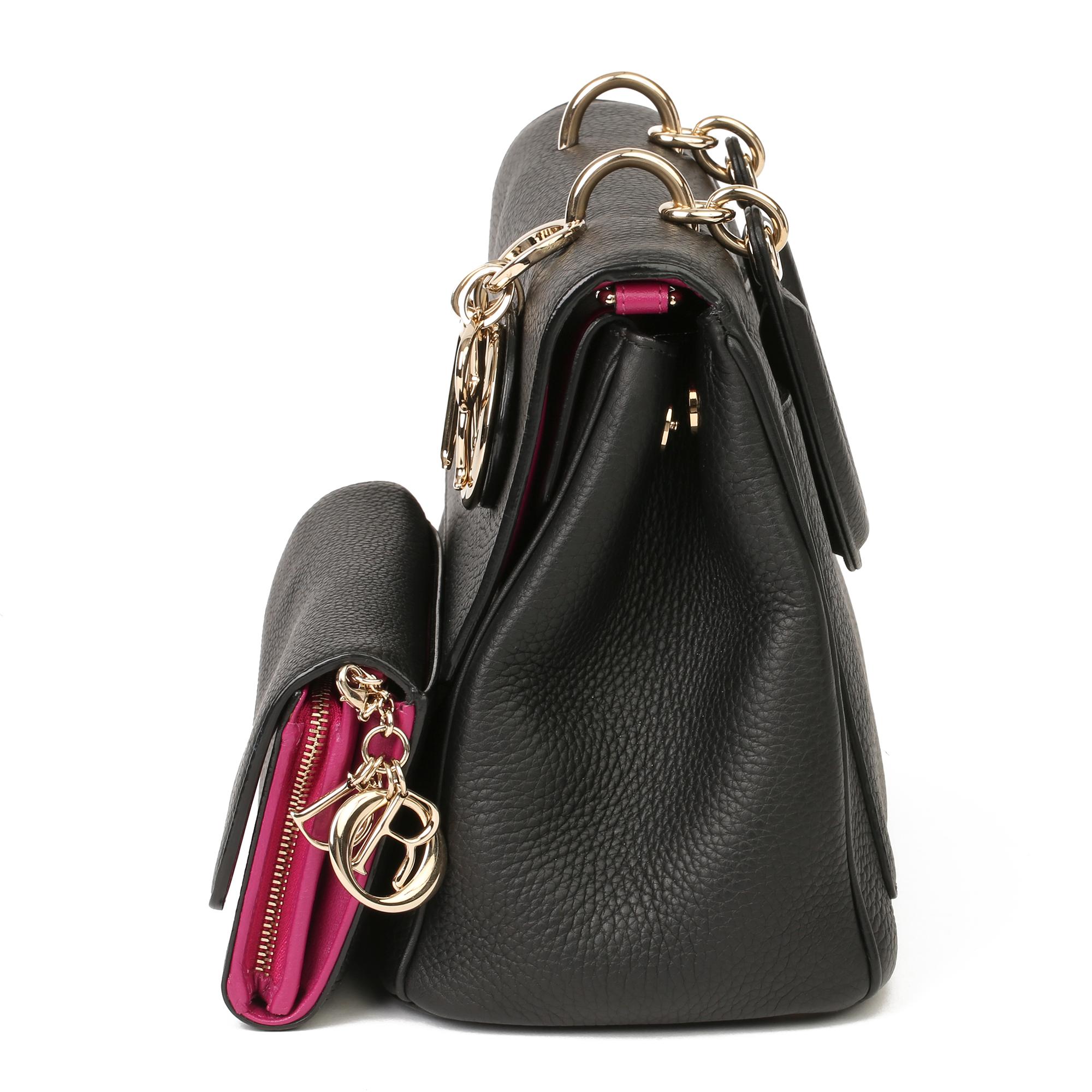 Women's 2014 Christian Dior Black Grained Calfskin Leather Be Dior with Wallet-on-Chain