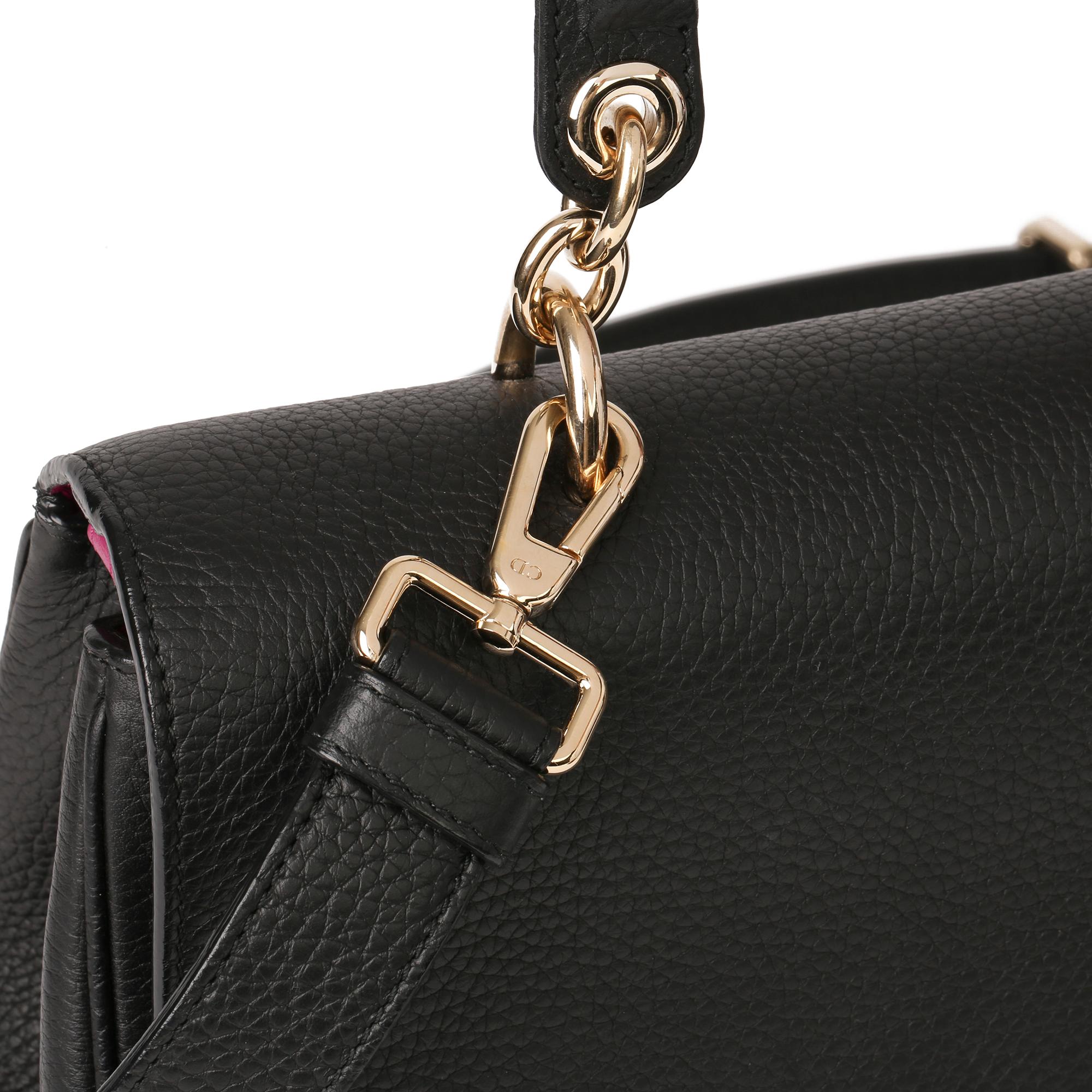 2014 Christian Dior Black Grained Calfskin Leather Be Dior with Wallet-on-Chain 3