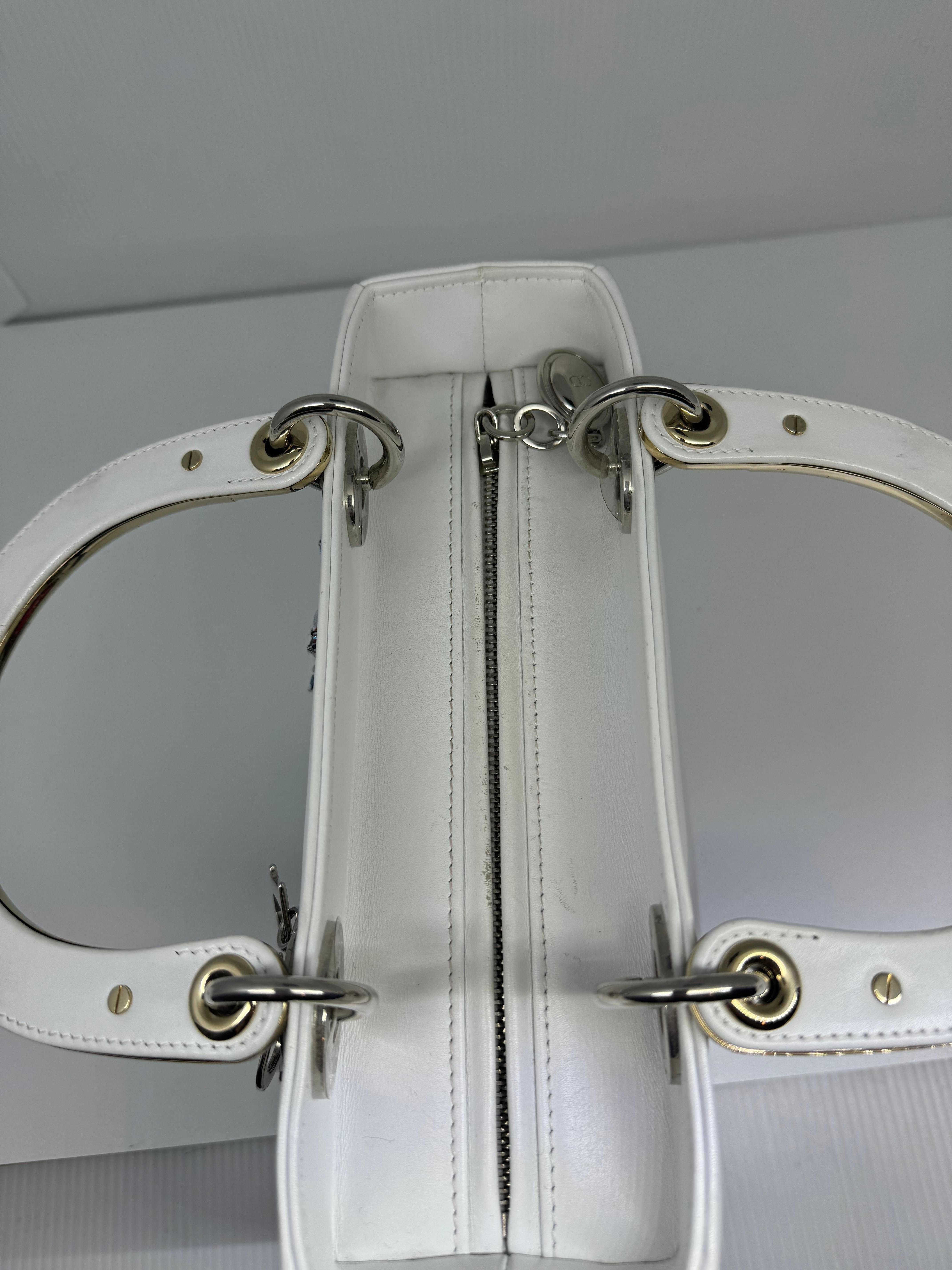 2014 Christian Dior White Patchwork Medium Lady Dior Bag 6