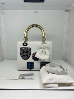 2014 Christian Dior White Patchwork Medium Lady Dior Bag