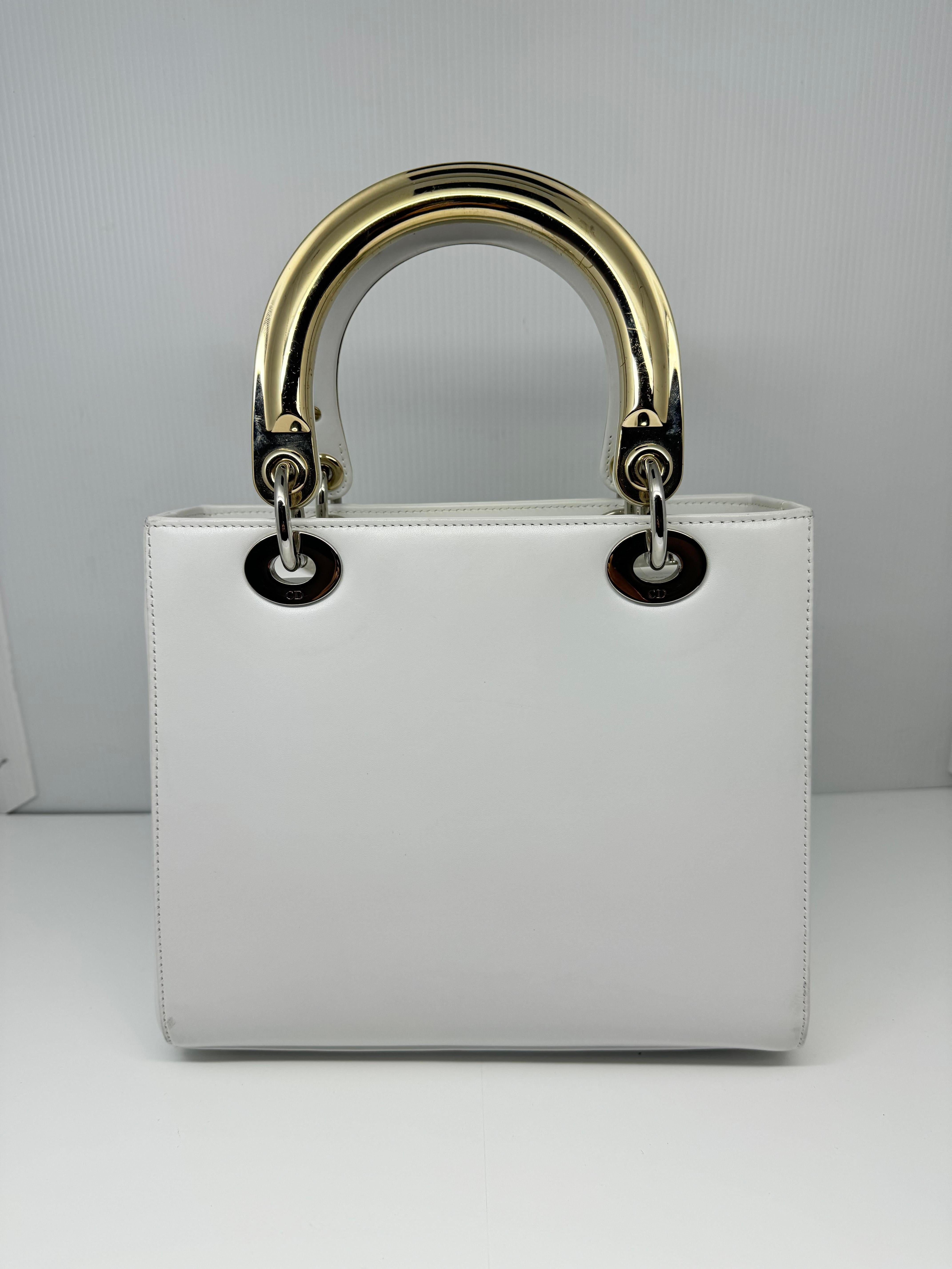 2014 Christian Dior White Patchwork Medium Lady Dior Bag In Good Condition In Jakarta, Daerah Khusus Ibukota Jakarta