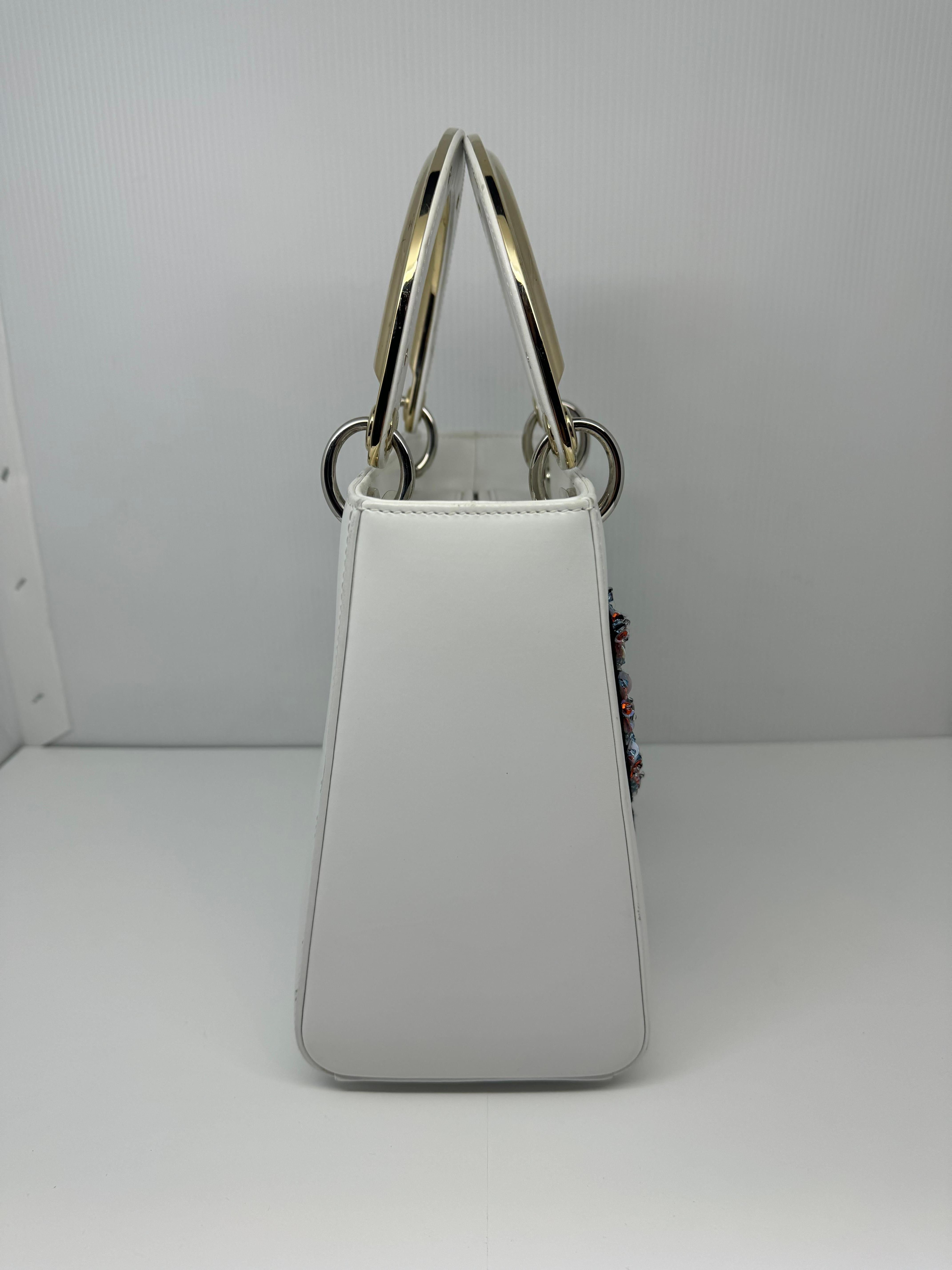 Women's 2014 Christian Dior White Patchwork Medium Lady Dior Bag