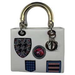 2014 Christian Dior White Patchwork Medium Lady Dior Bag