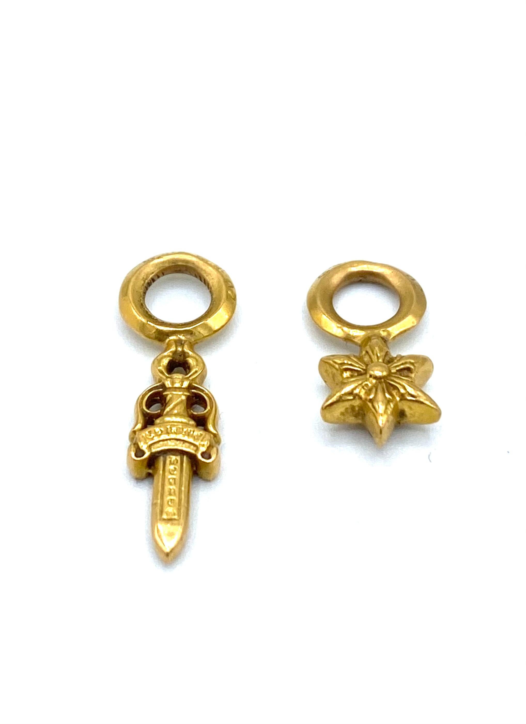 2014 Chrome Hearts 22K Yellow Gold Hoop Earrings In Excellent Condition In Beverly Hills, CA