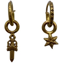 2014 Cœurs chromés Boucles d'oreilles en or jaune 22K