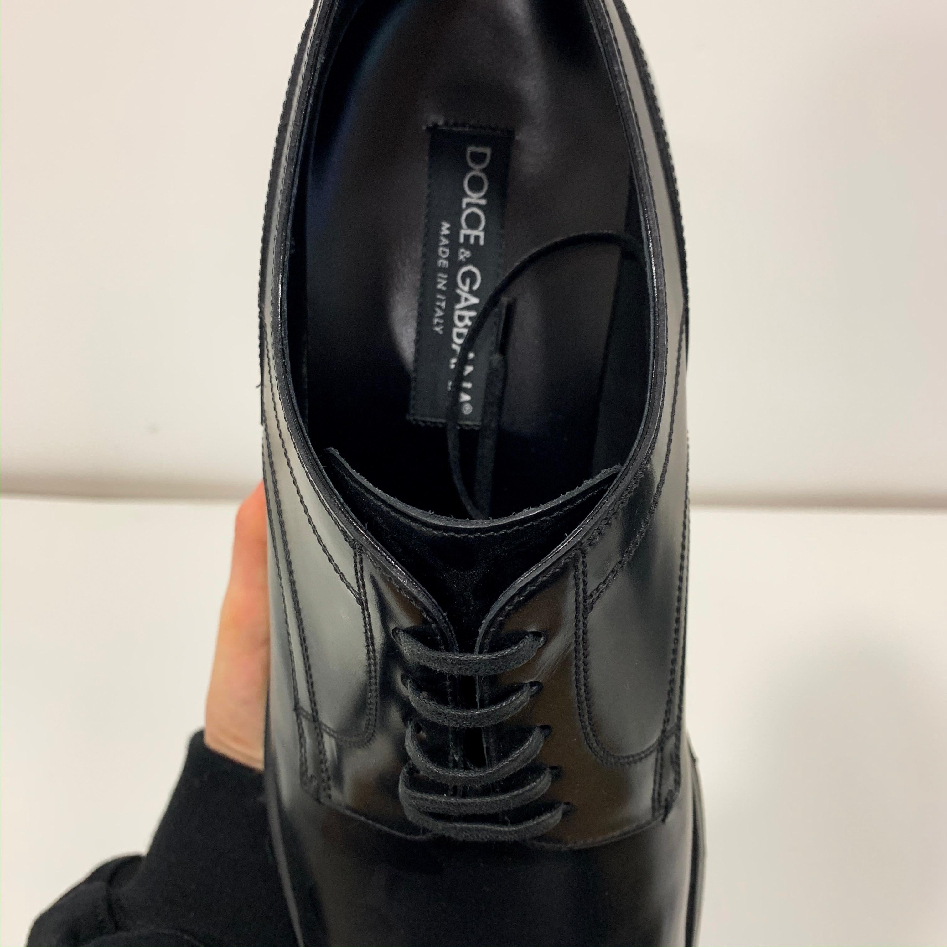 2014 Dolce and Gabbana Men’s Black Leather Shoes In New Condition In Nottingham, GB