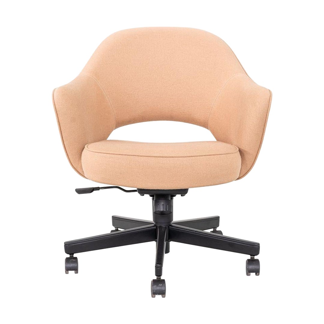 2014 Eero Saarinen for Knoll Desk Arm Chair in Peach Fabric 5x Available For Sale