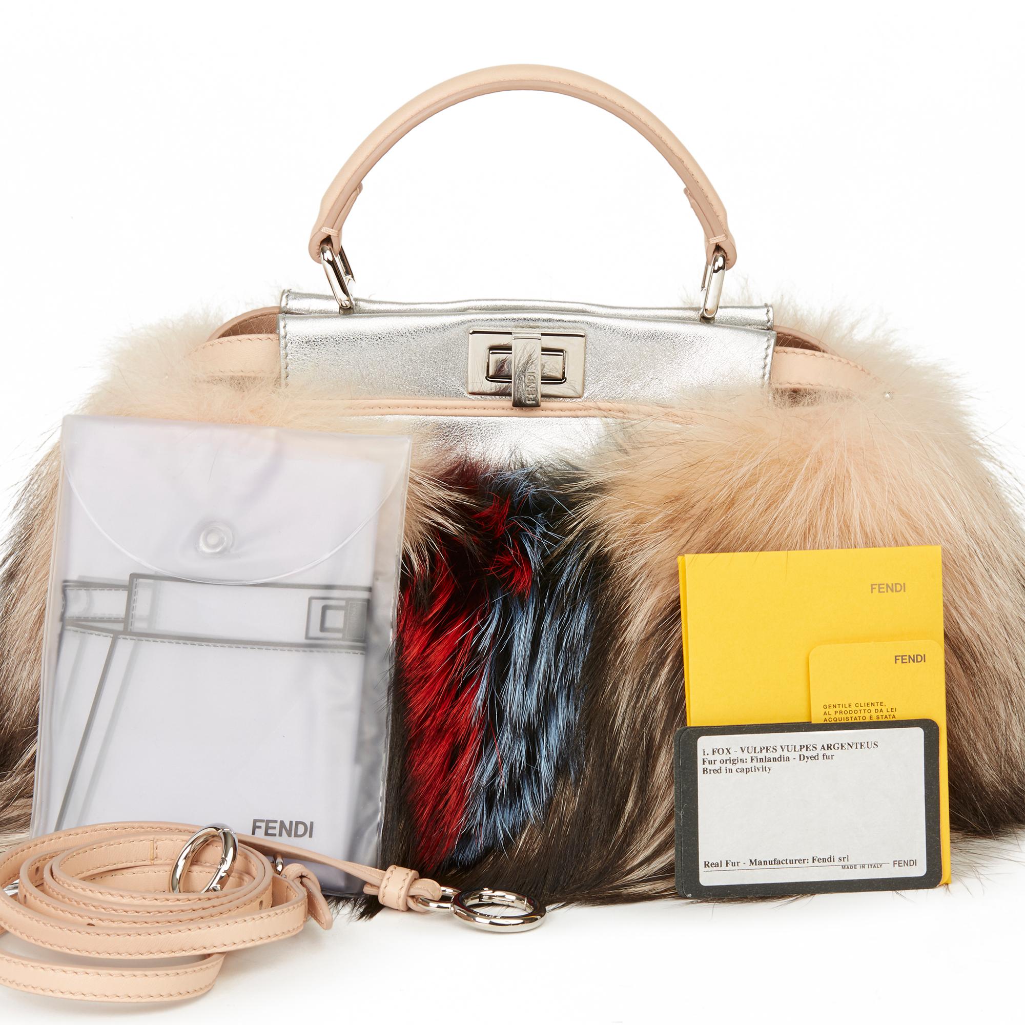 2014 Fendi Silver Metallic Calfskin Leather, Nude Calfskin Leather & Multicolor  7