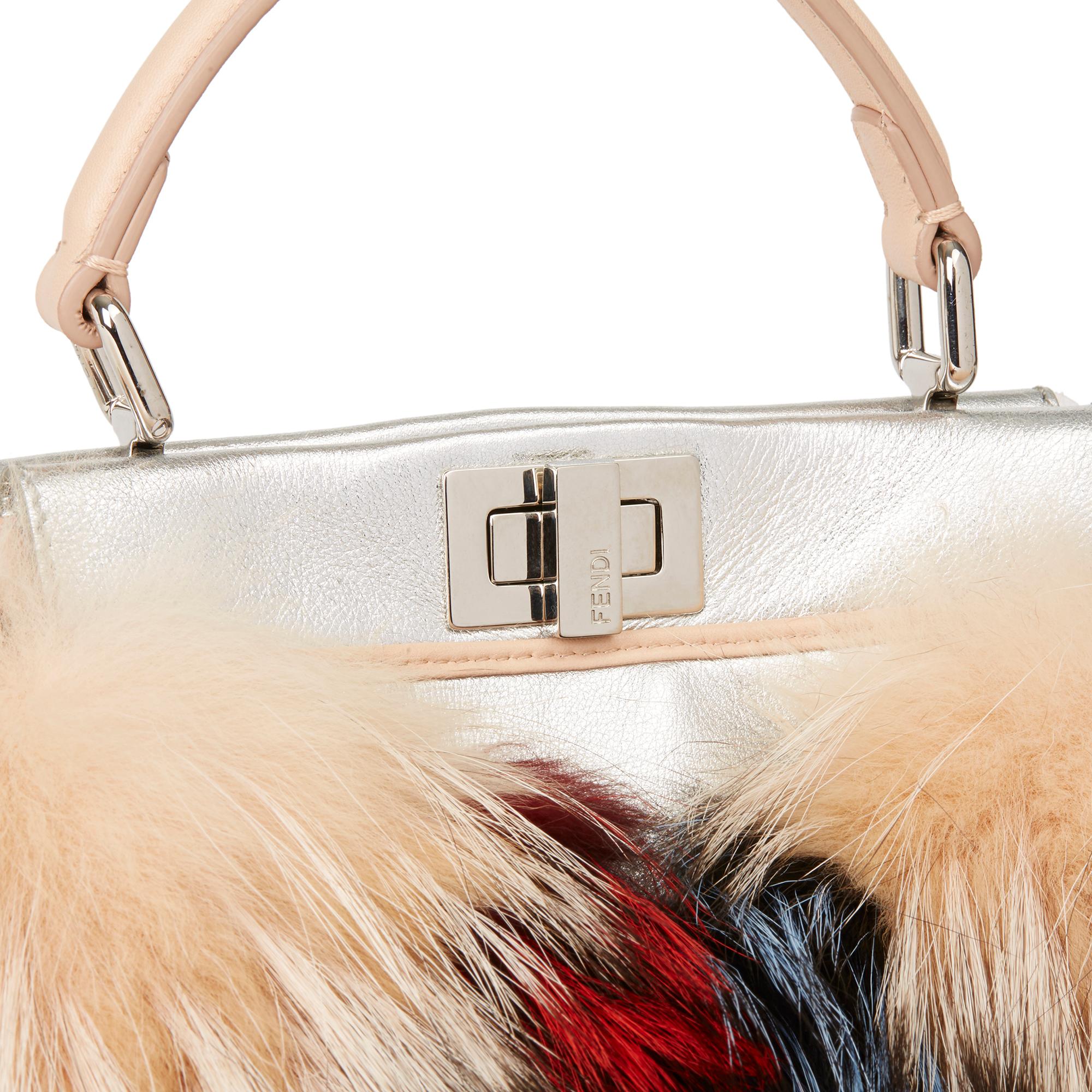 2014 Fendi Silver Metallic Calfskin Leather, Nude Calfskin Leather & Multicolor  2