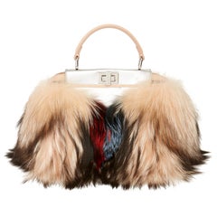 2014 Fendi Silver Metallic Calfskin Leather, Nude Calfskin Leather & Multicolor