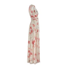 2014 Giambattista Valli Documented Silk Cream Floral Maxi Dress