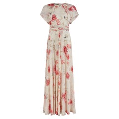 2014 Giambattista Valli Documented Silk Cream Floral Maxi Dress