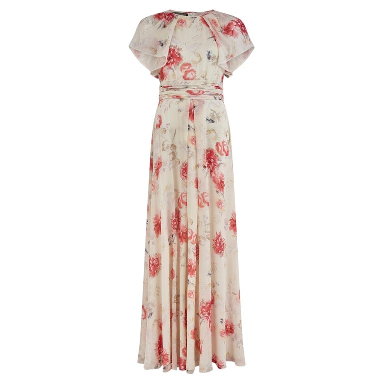 2014 maxi dress 2014 Giambattista Valli Documented Silk Cream Floral Maxi Dress