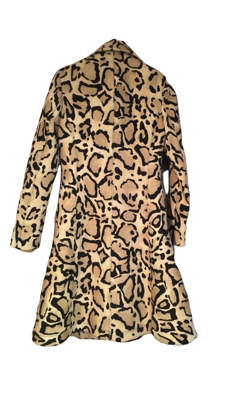 2014 Gucci Beige Leopard Print Double Breasted Wool Coat  7