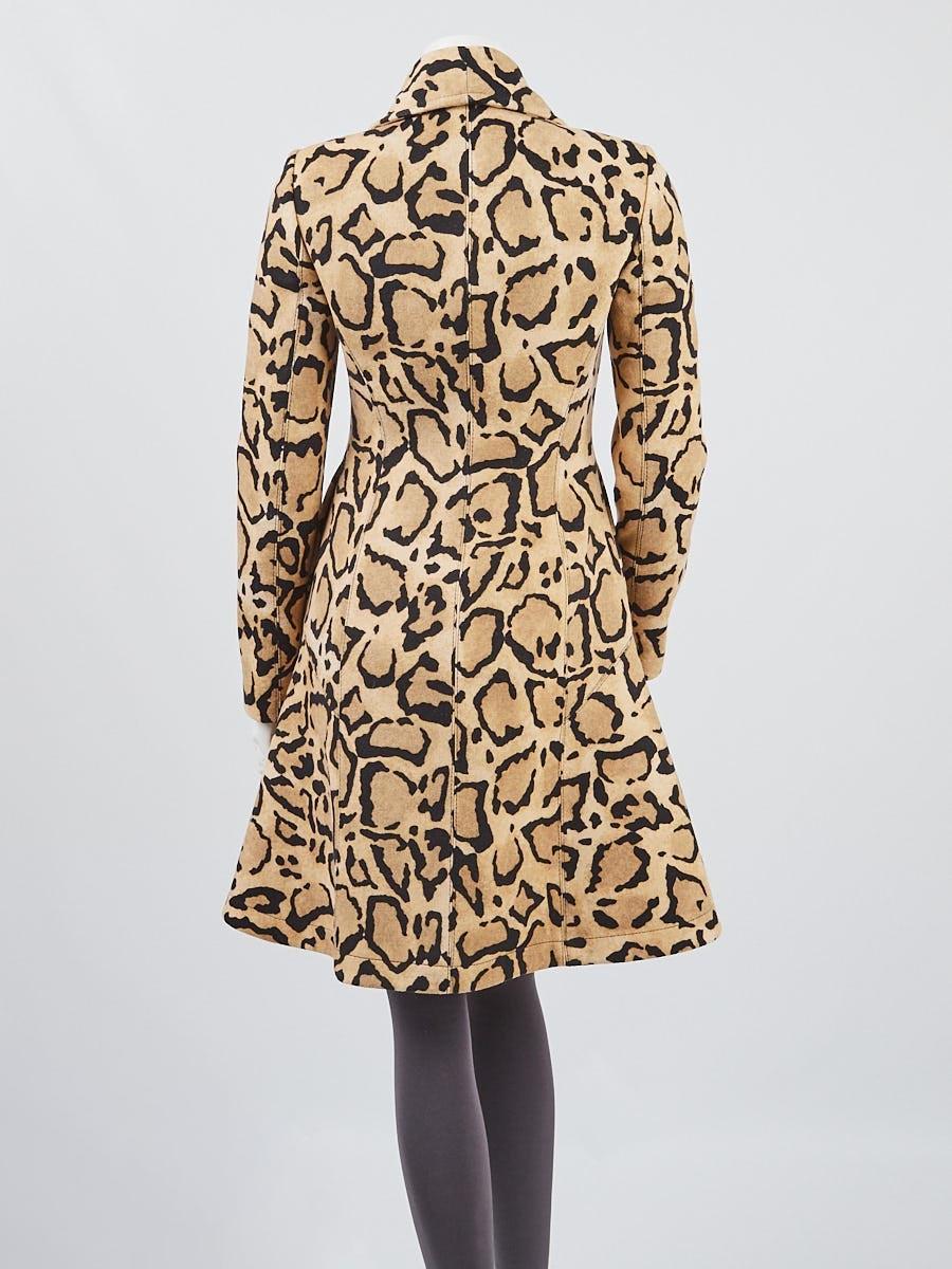2014 Gucci Beige Leopard Print Double Breasted Wool Coat  2