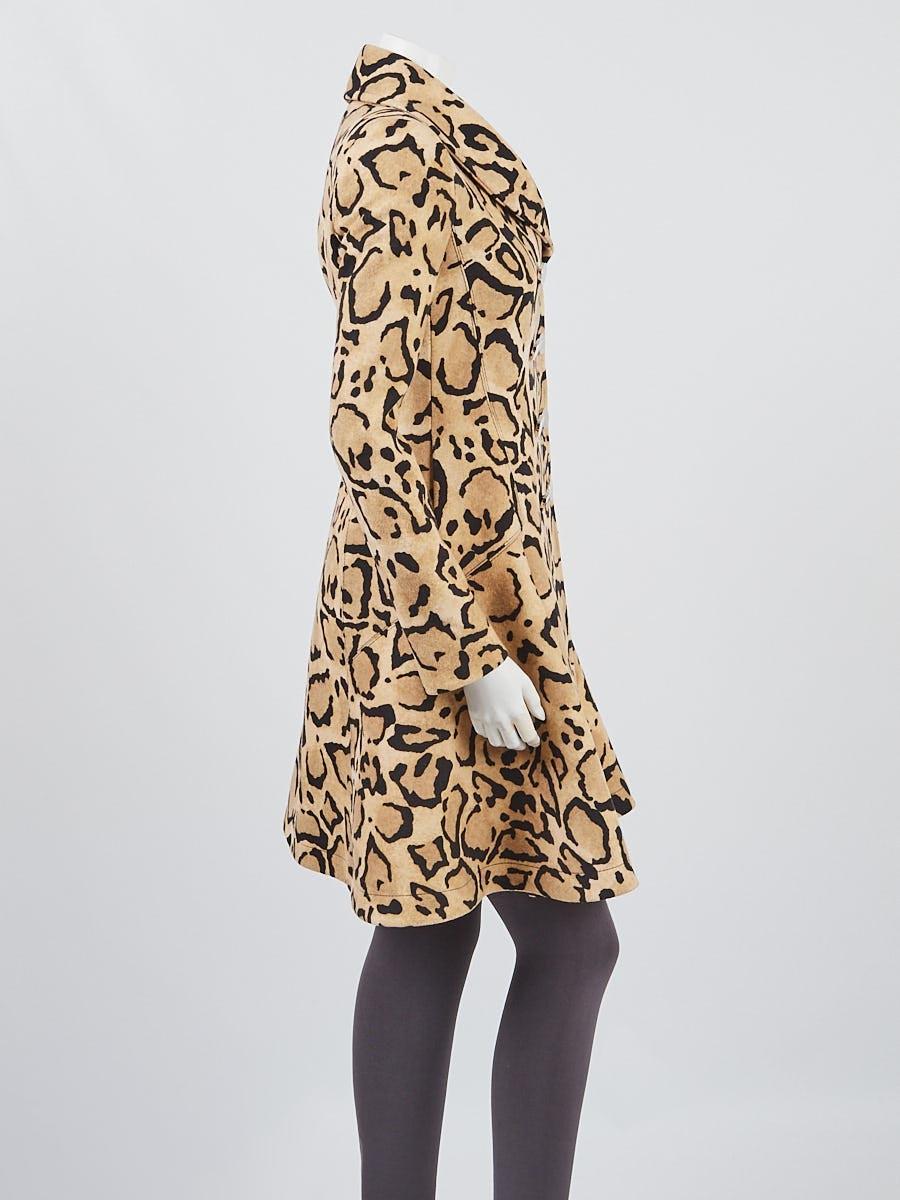 2014 Gucci Beige Leopard Print Double Breasted Wool Coat  3