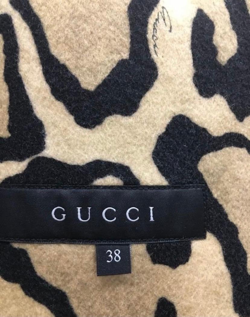 2014 Gucci Beige Leopard Print Double Breasted Wool Coat  5