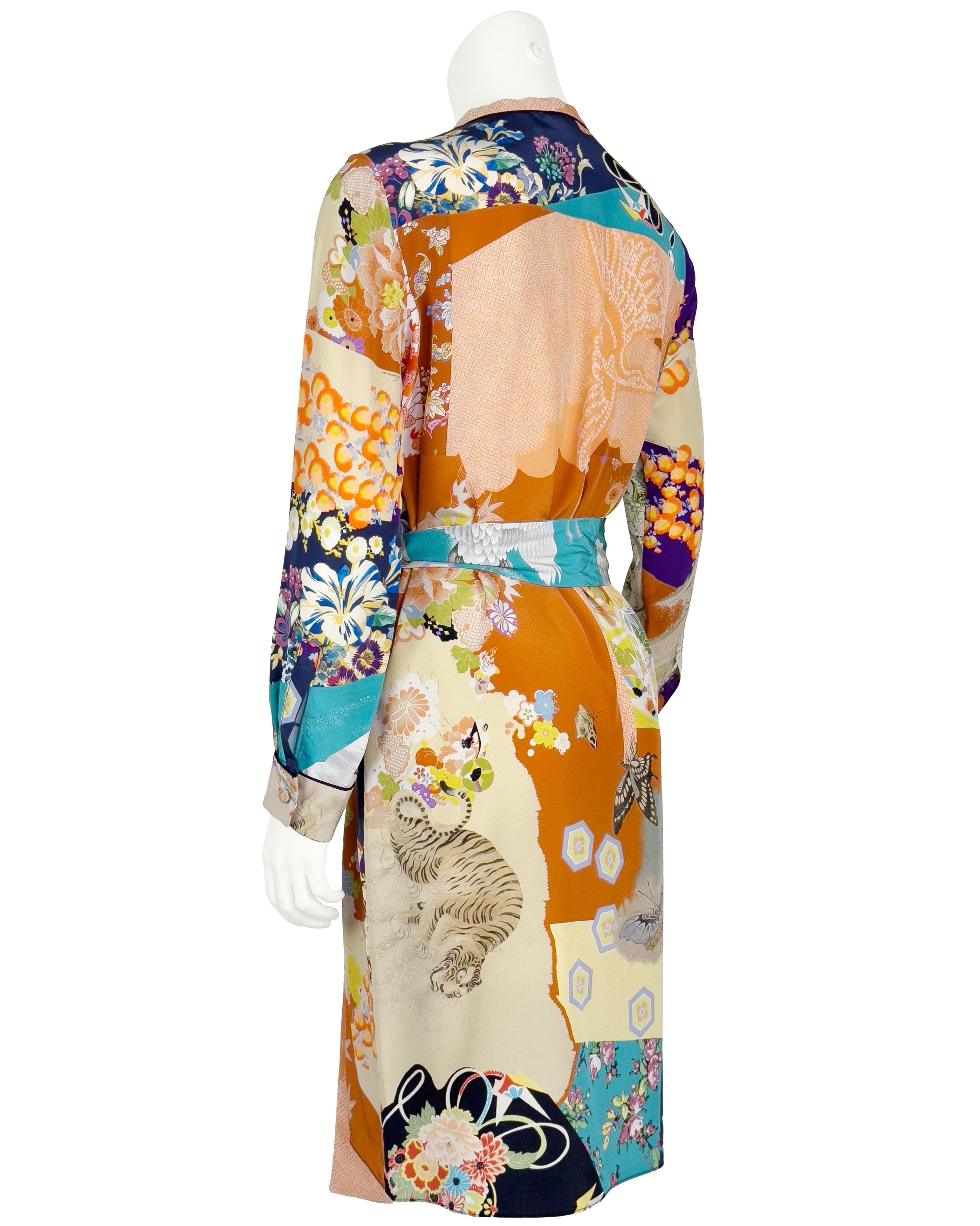 Beige 2014 Gucci Silk Printed Tunic Style Dress For Sale