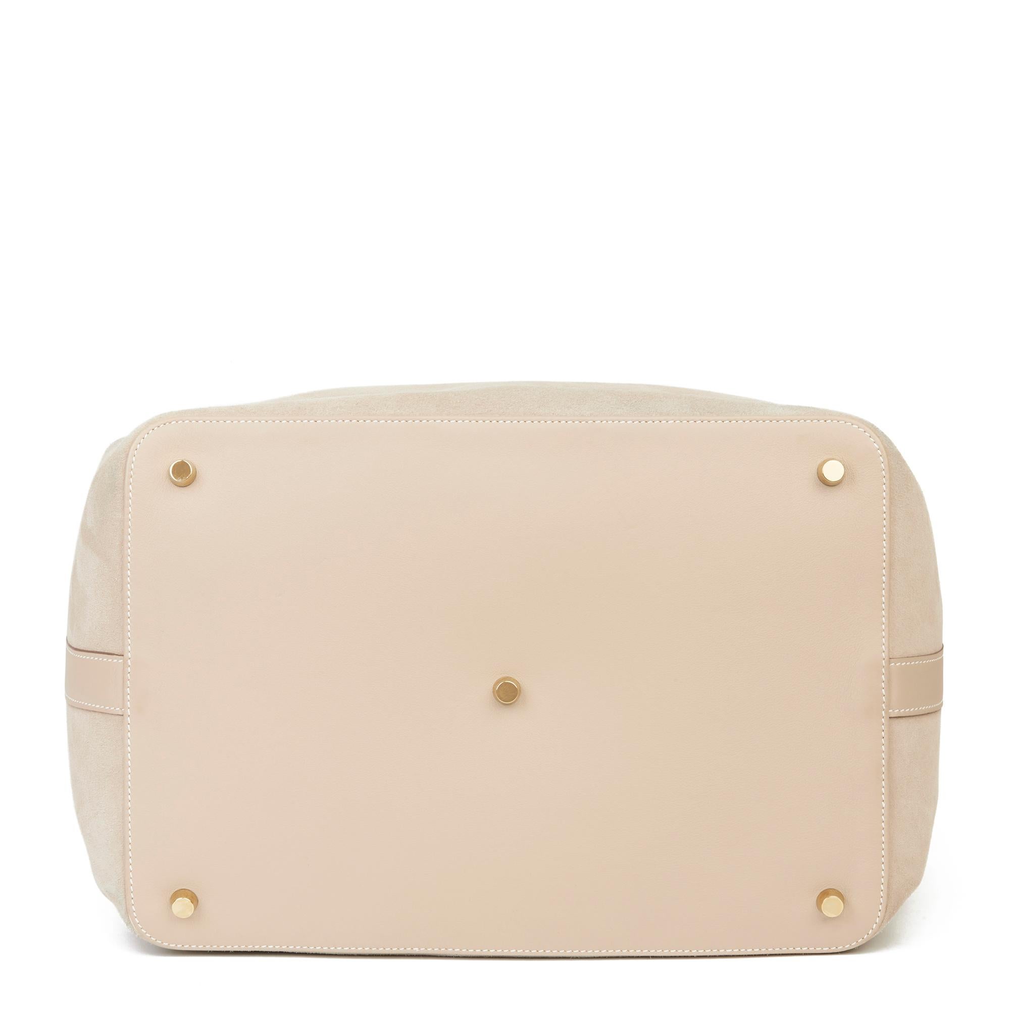 Beige 2014 Hermès Argile Swift Leather & Veau Grizzly Suede Toolbox 33