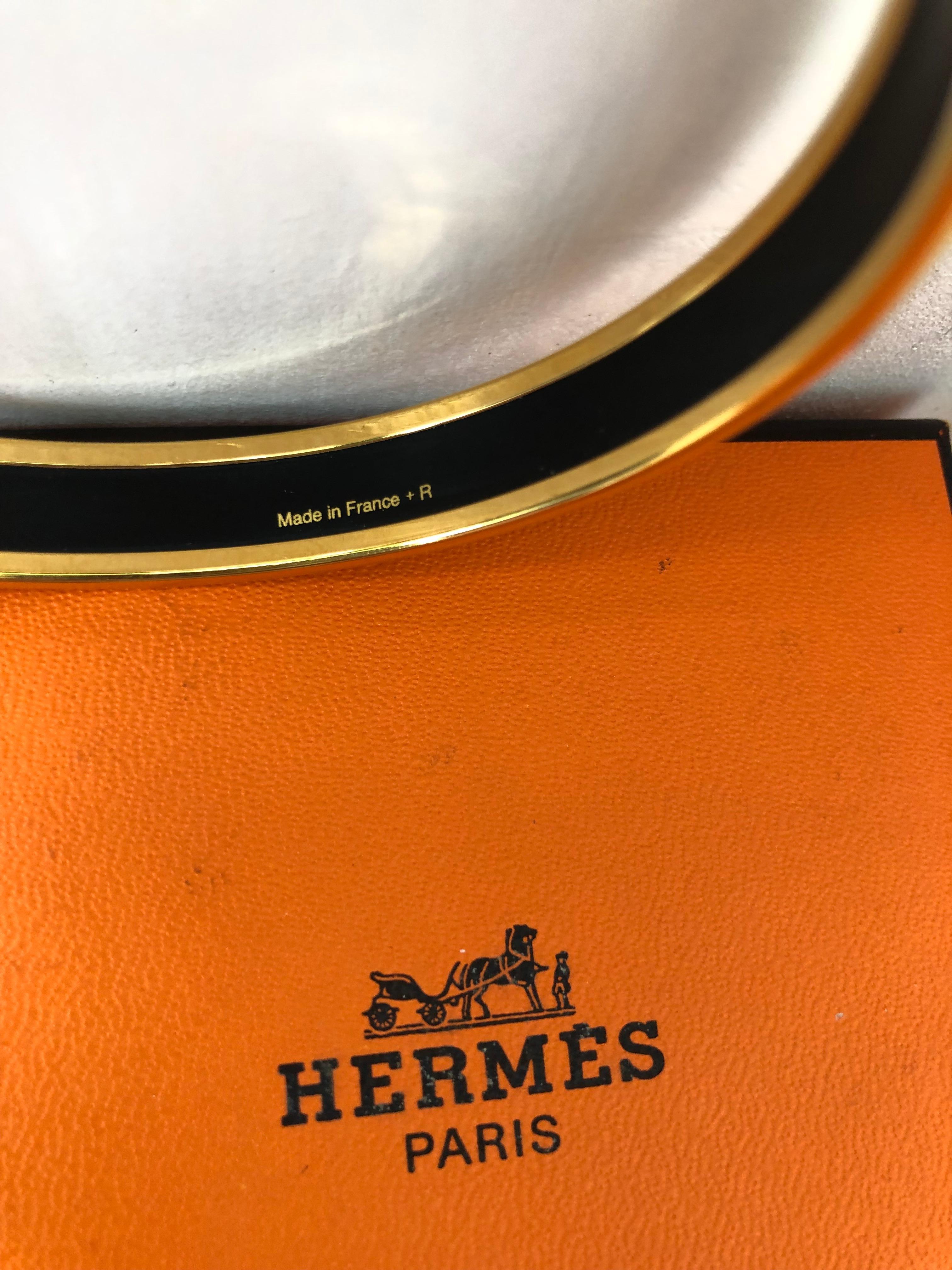 Women's 2014 Hermes Balcon du Guadalquivir Enamel and Gold Plated Bangle