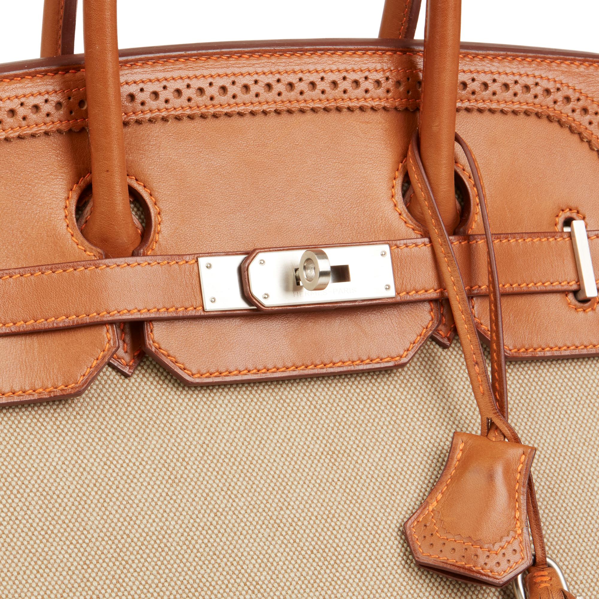 2014 Hermès Barenia Leather & Toile Ghillies Birkin 35cm 1