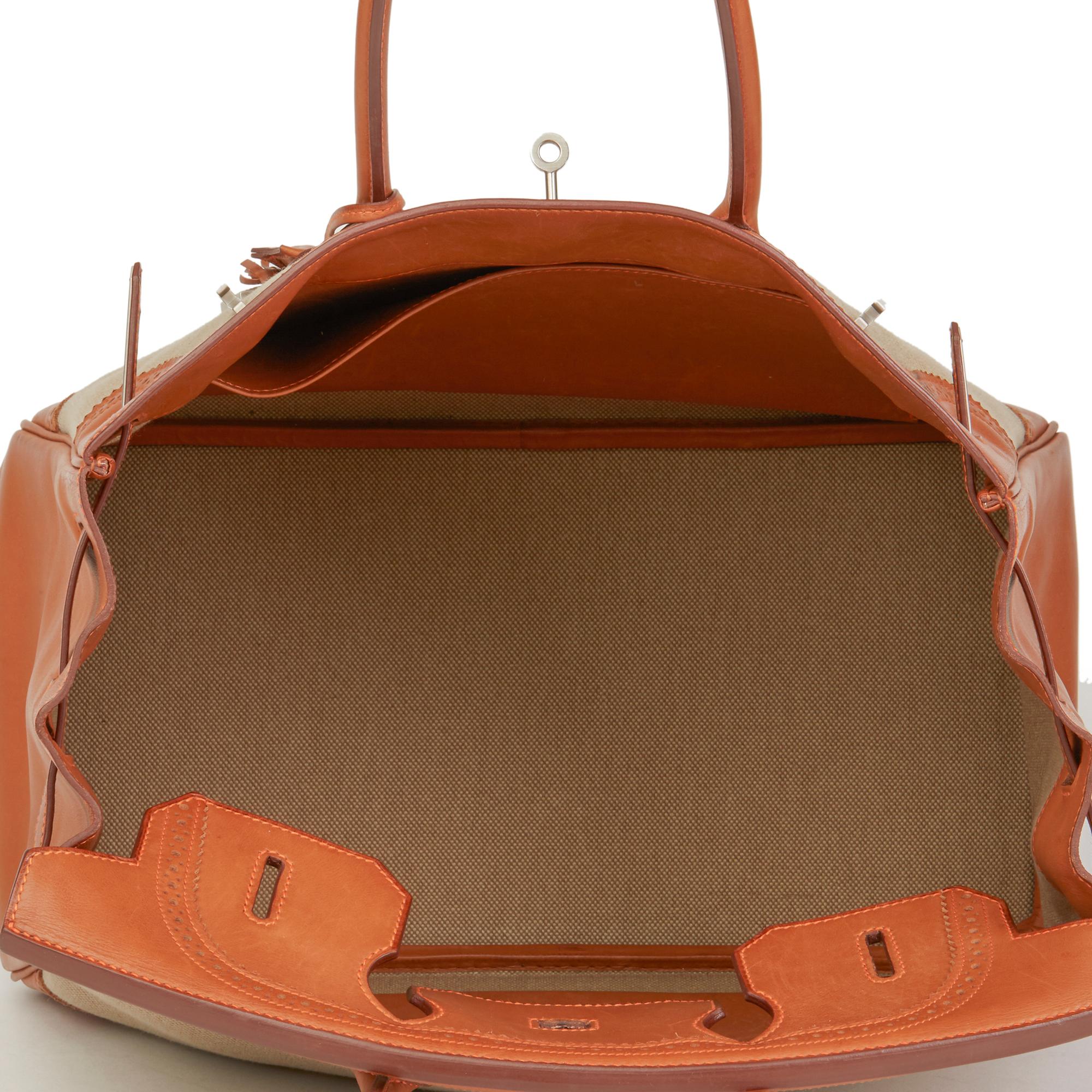 2014 Hermès Barenia Leather & Toile Ghillies Birkin 35cm 4