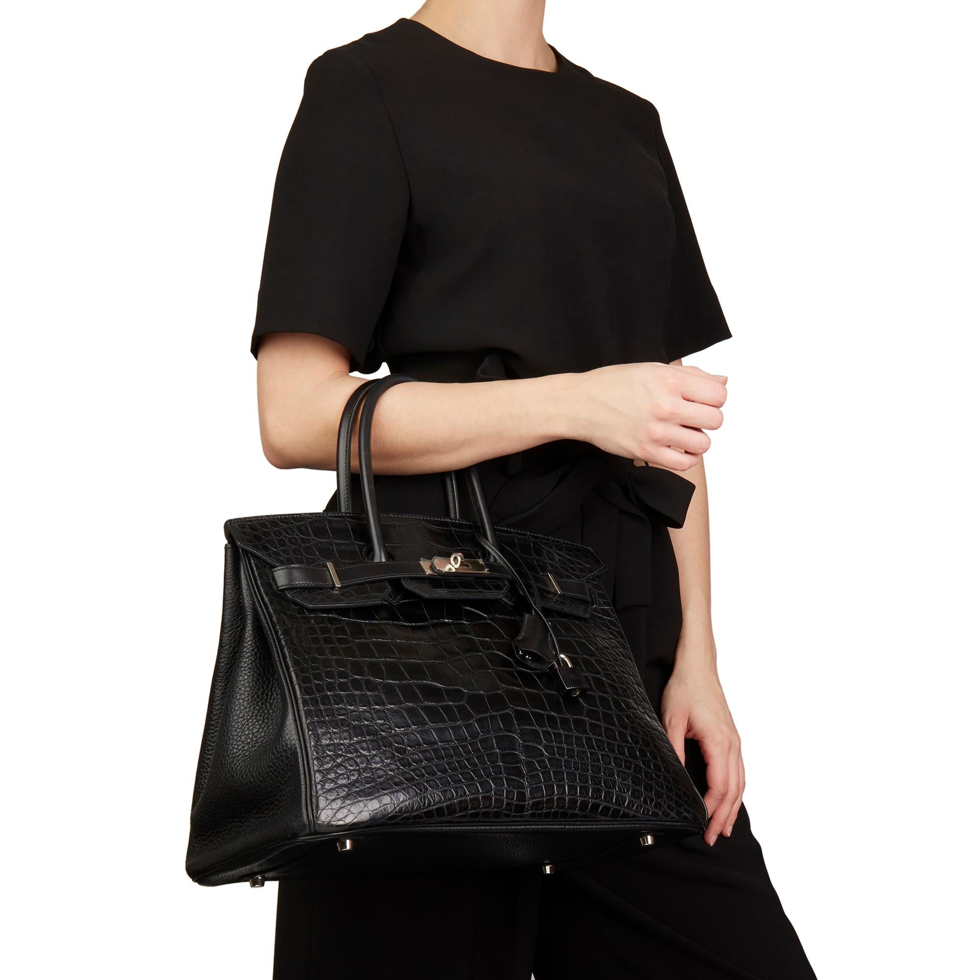2014 Hermès Black Matte Alligator, Clemence & Box Calf Touch Birkin 35cm 7