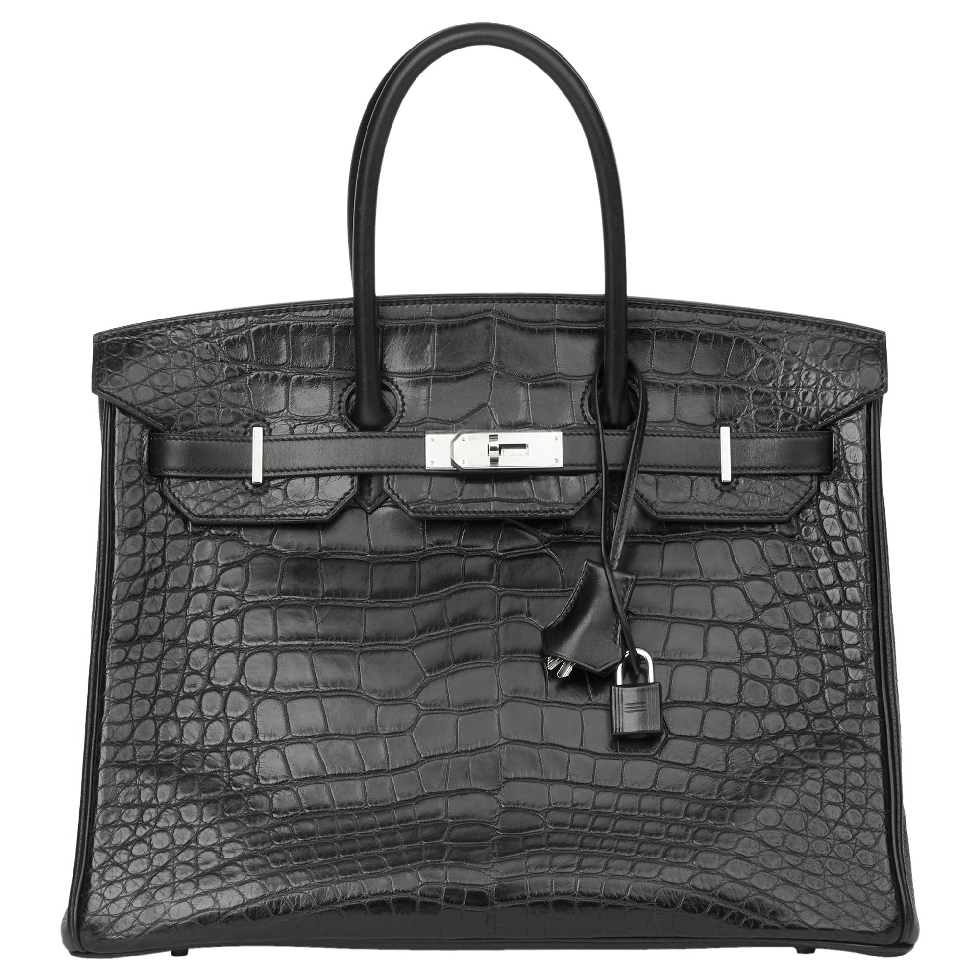 2014 Hermès Black Matte Mississippiensis Alligator, Clemence & Box Calf Leather 