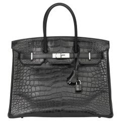 2014 Hermès Black Matte Mississippiensis Alligator, Clemence & Box Calf Leather