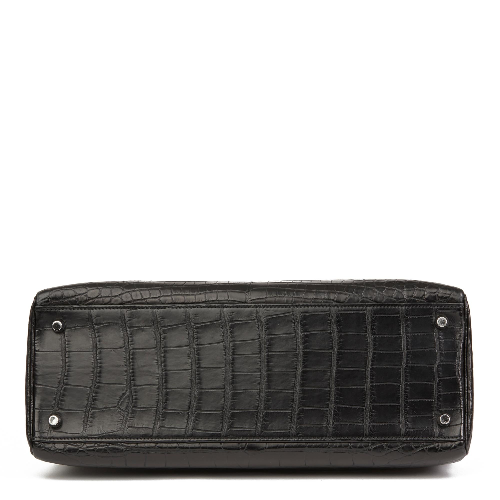 2014 Hermes Black Matte Mississippiensis Alligator Leather Kelly 35cm Retourne 2