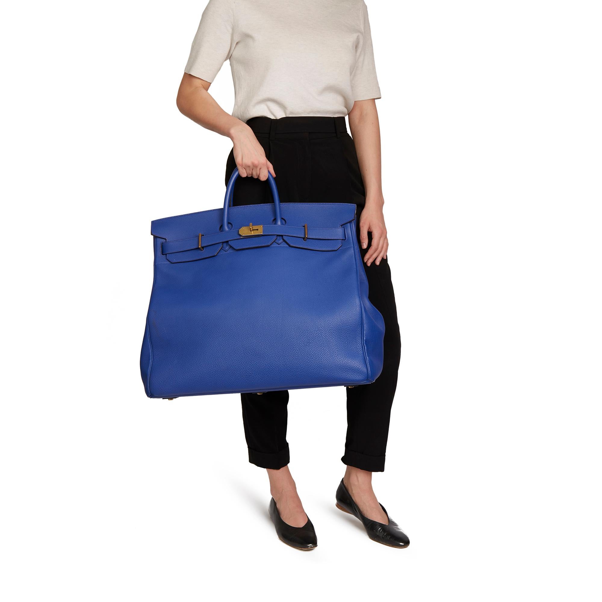2014 Hermes Blue Electric Togo Leather Birkin HAC 50cm 6