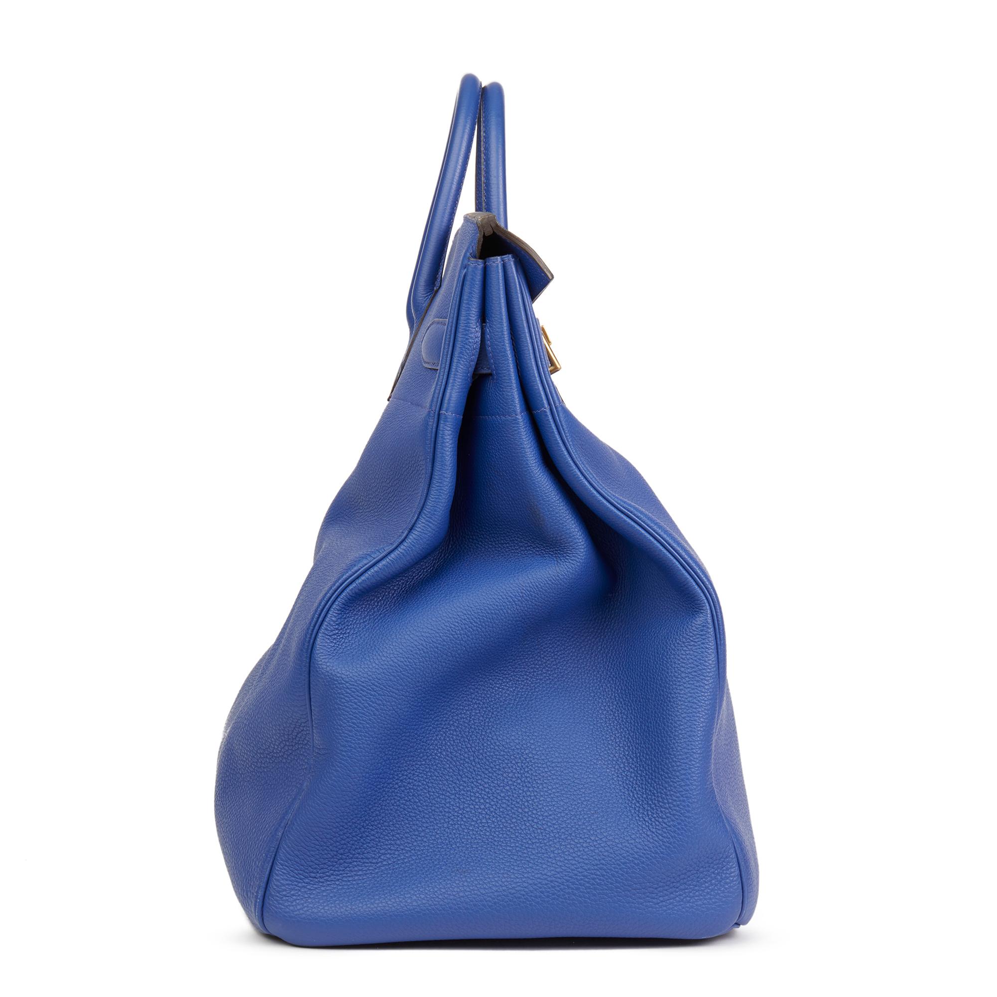 2014 Hermes Blue Electric Togo Leather Birkin HAC 50cm In Good Condition In Bishop's Stortford, Hertfordshire