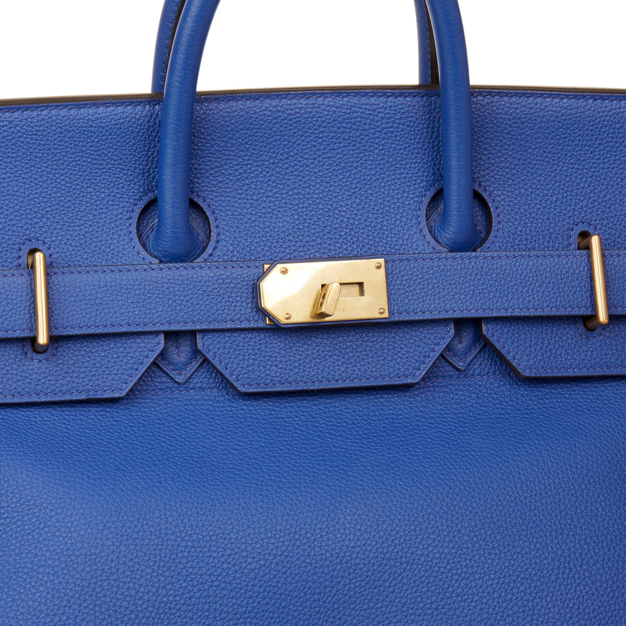 2014 Hermes Blue Electric Togo Leather Birkin HAC 50cm 2