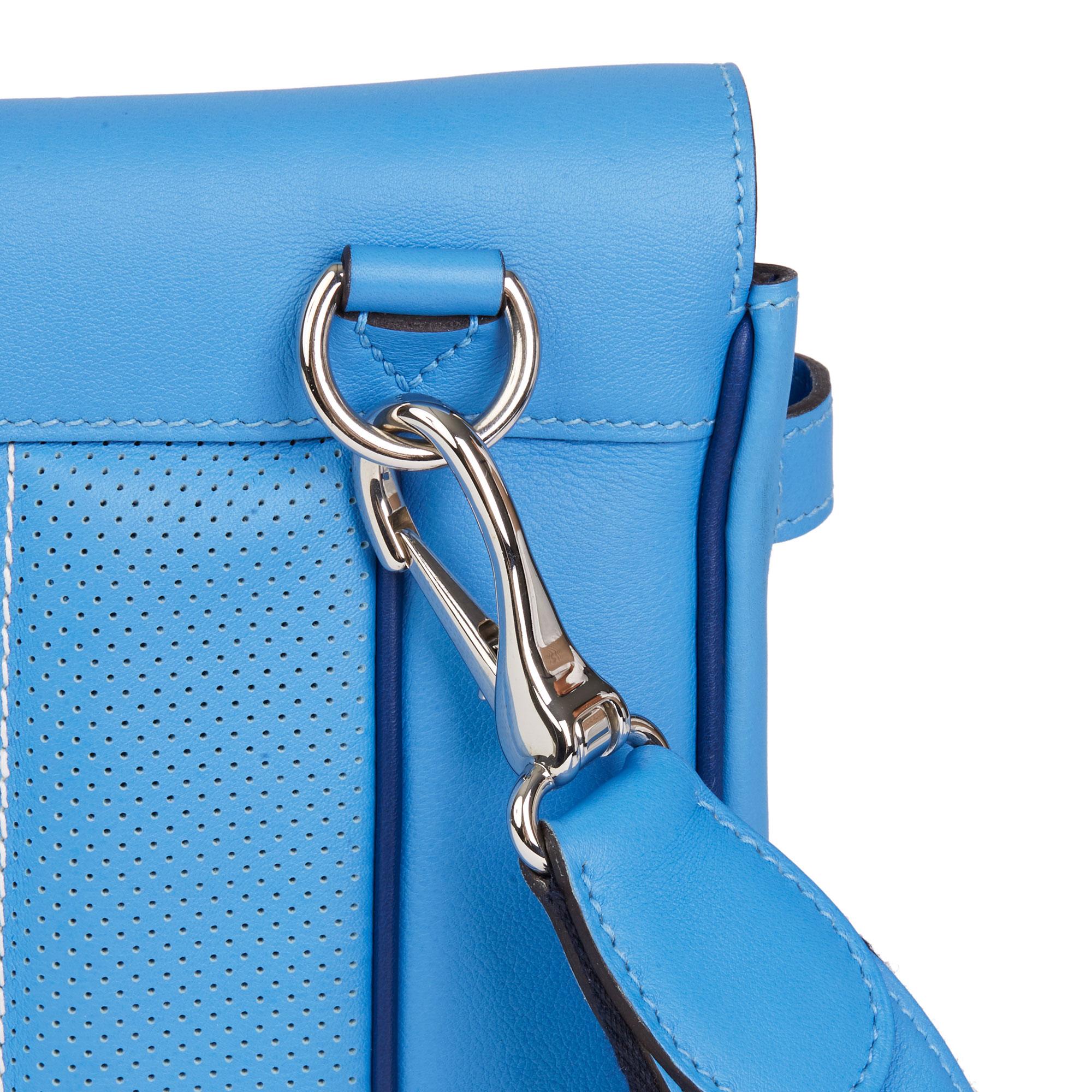 2014 Hermès Blue Paradis & Blue Saphir Perforated Swift Leather Berlin 28cm  4